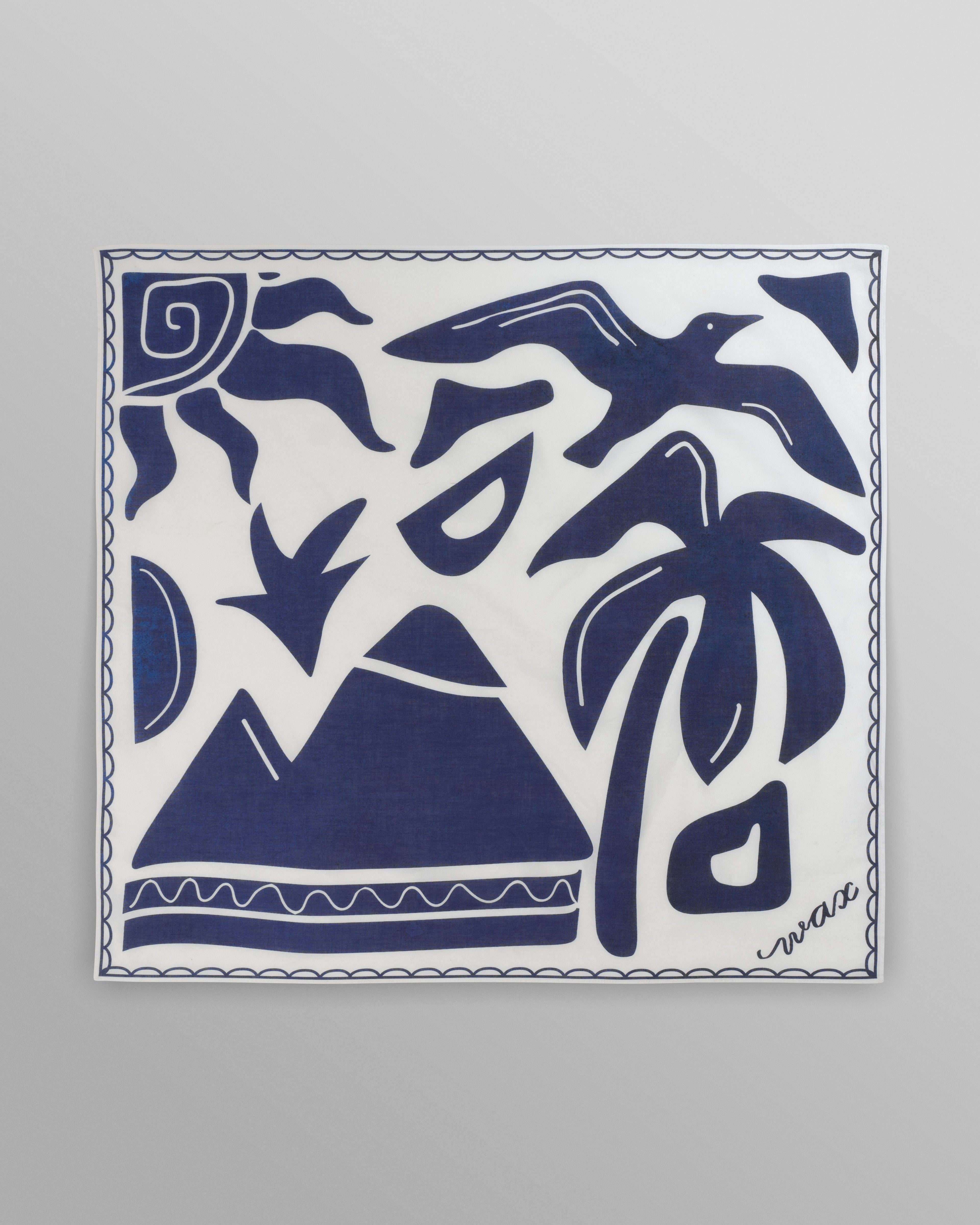 Sloane - Navy And Ecru Scenic Neck Scarf