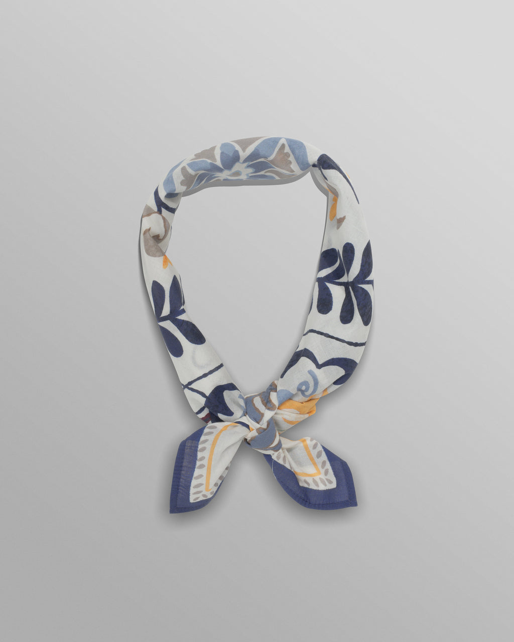 Sloane - Navy And Yellow Floral Tile Neck Scarf