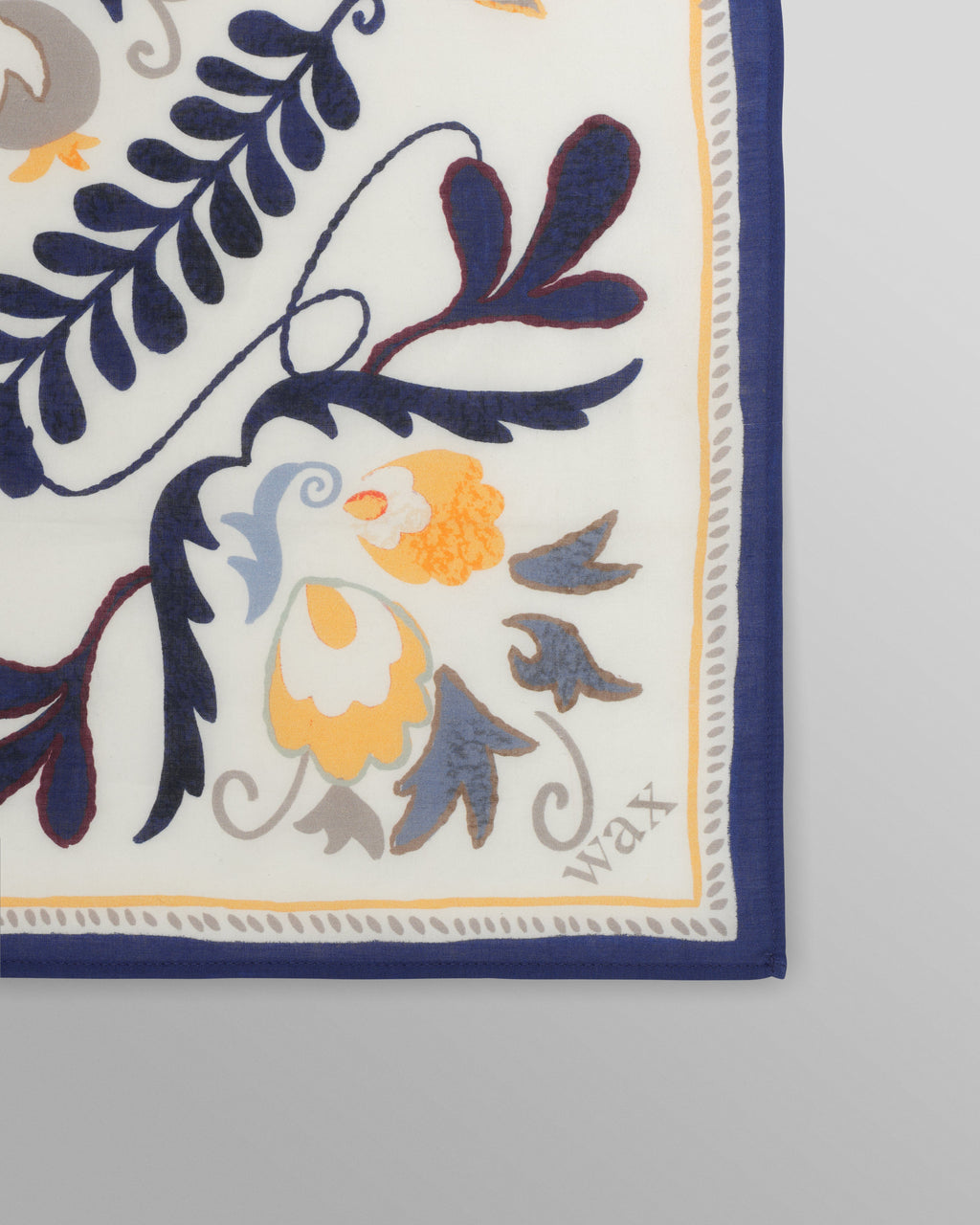 Sloane - Navy And Yellow Floral Tile Neck Scarf
