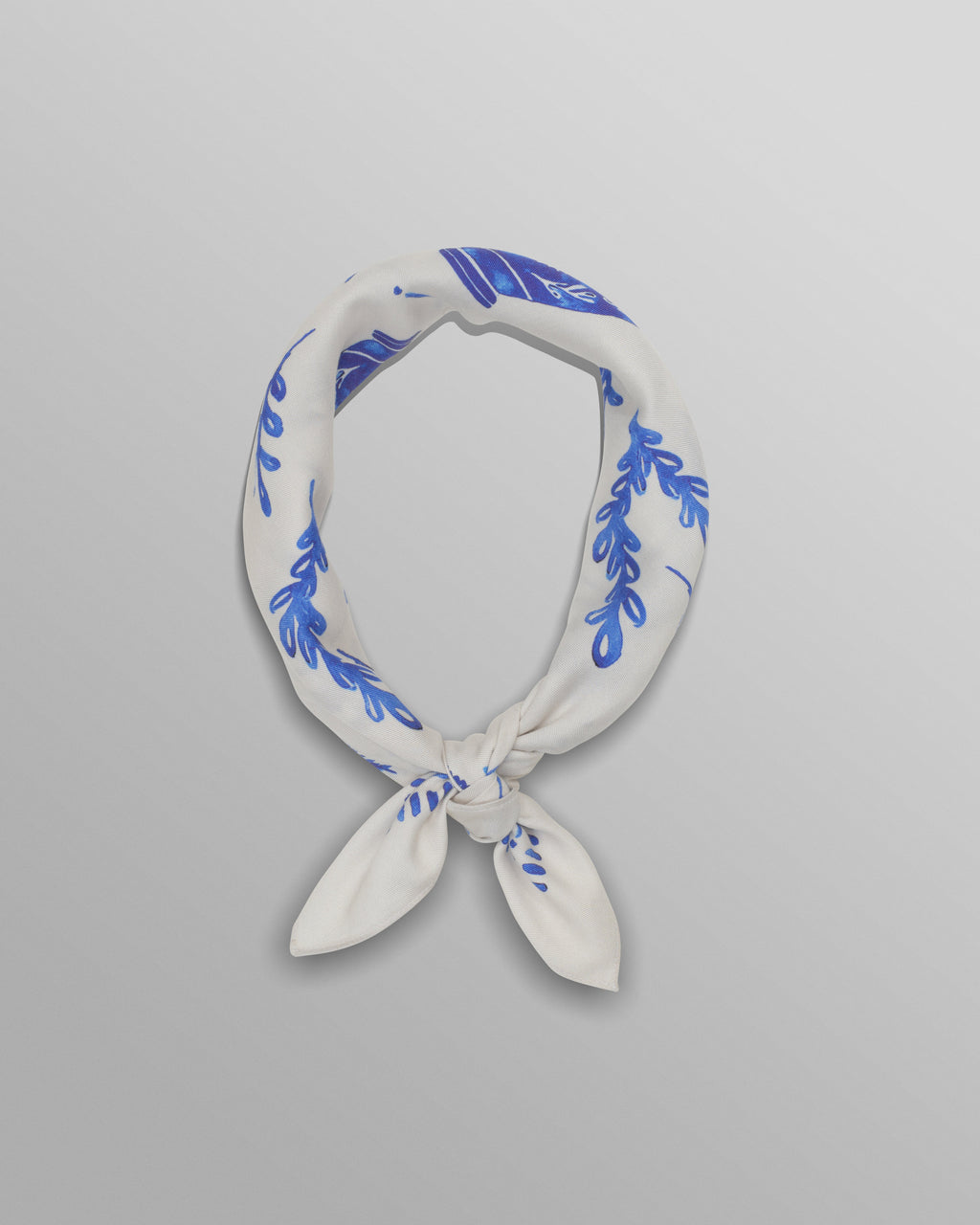 Sloane - White And Blue Doodle Neck Scarf