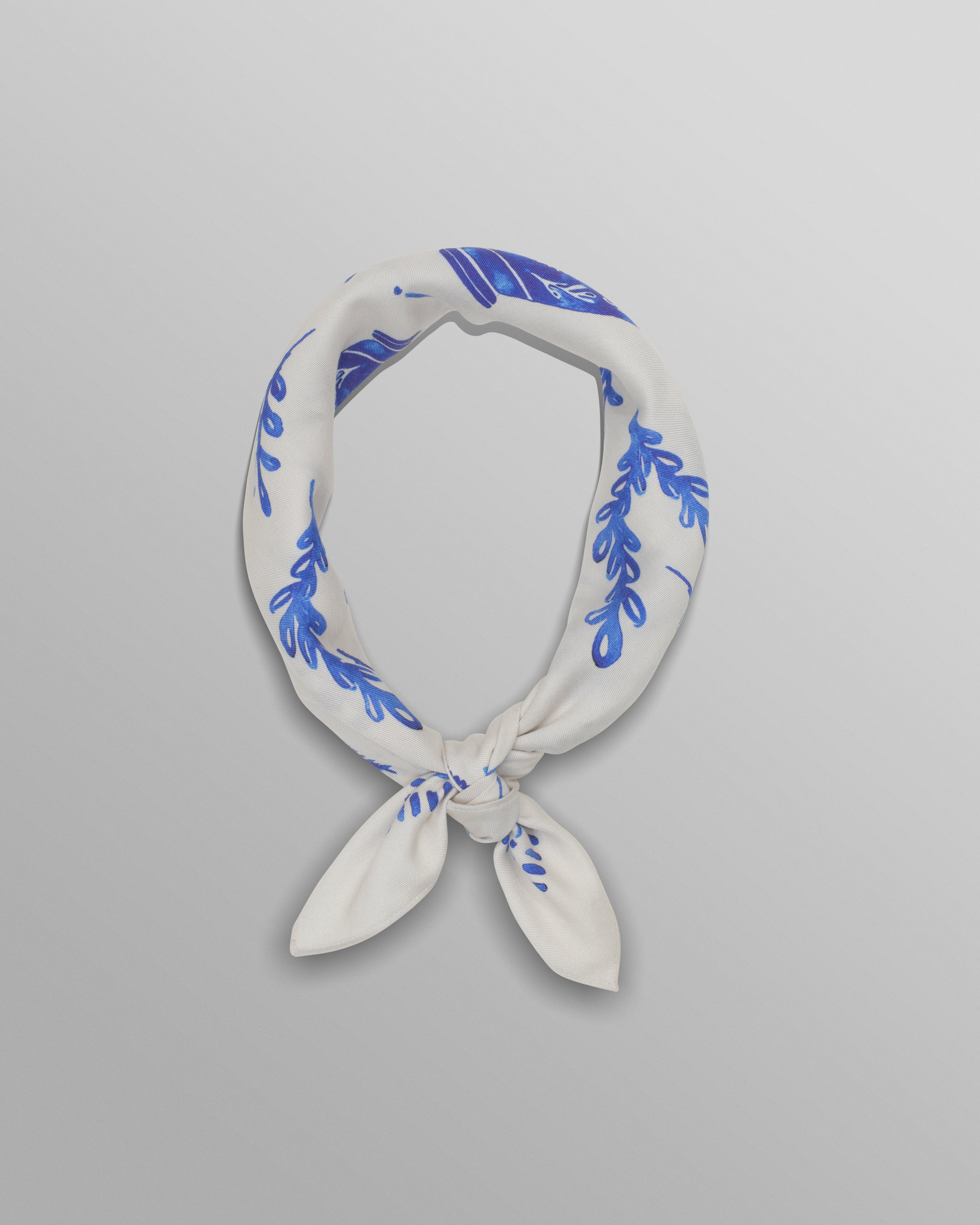 Sloane - White And Blue Doodle Neck Scarf