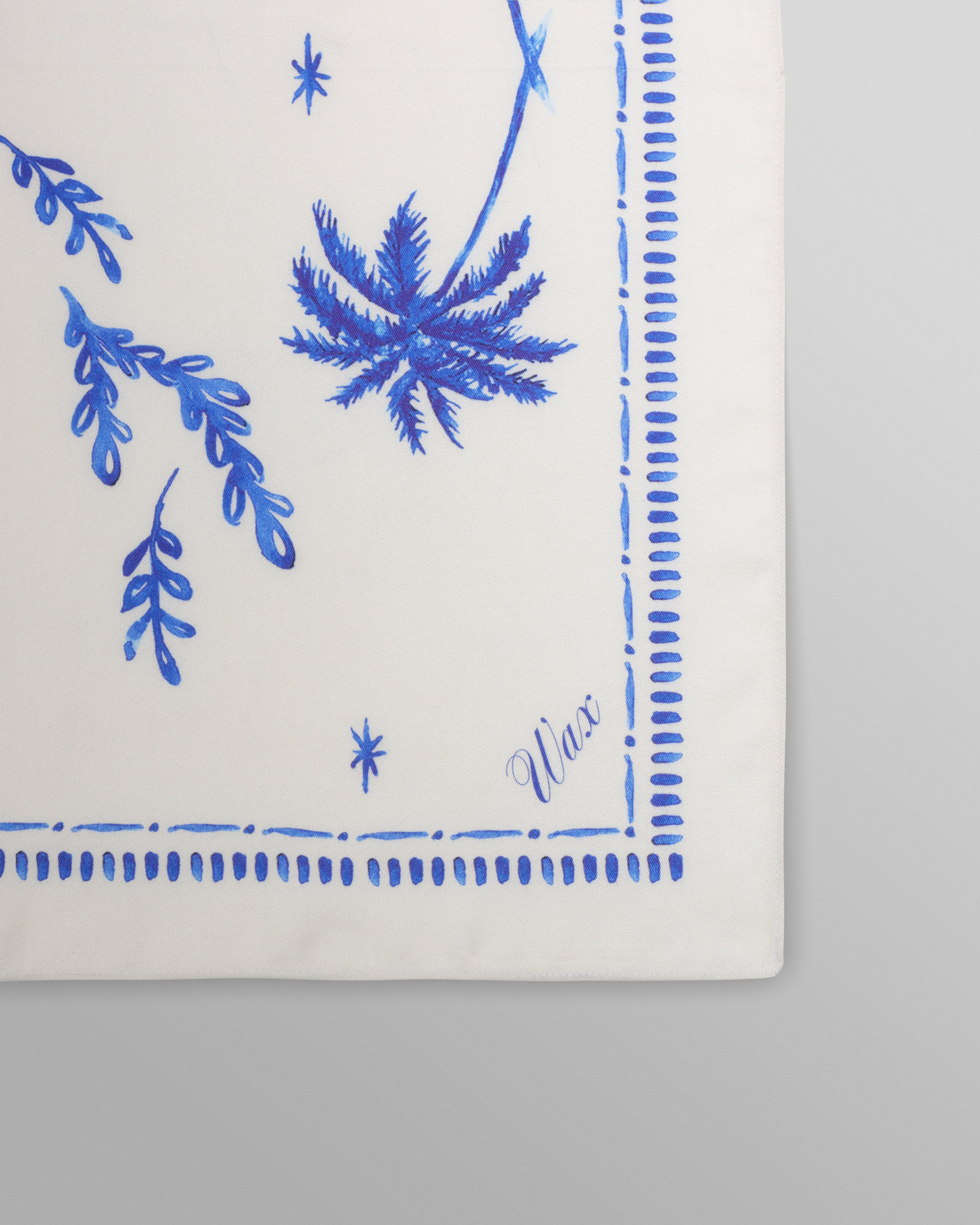 Sloane - White And Blue Doodle Neck Scarf