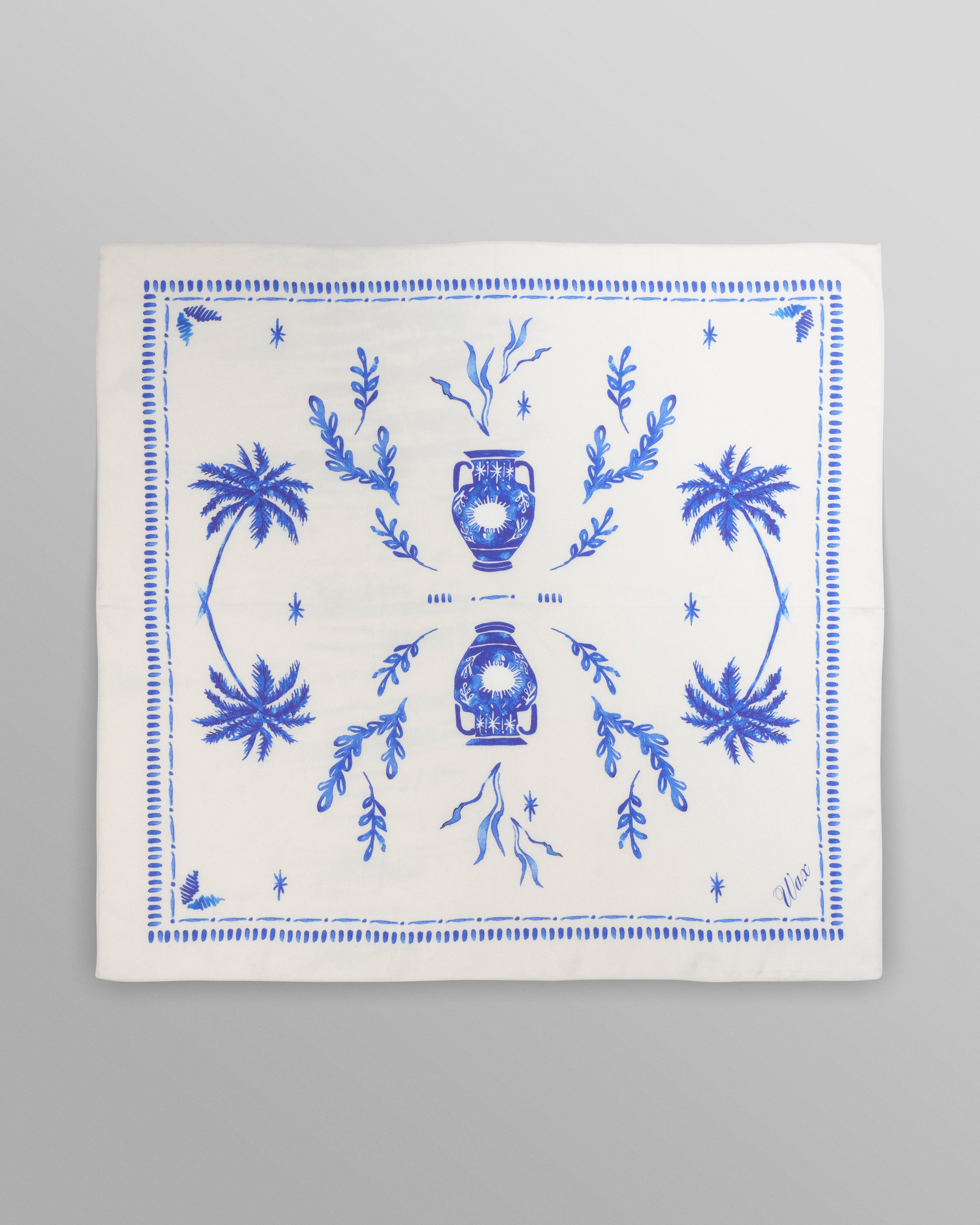 Sloane - White And Blue Doodle Neck Scarf