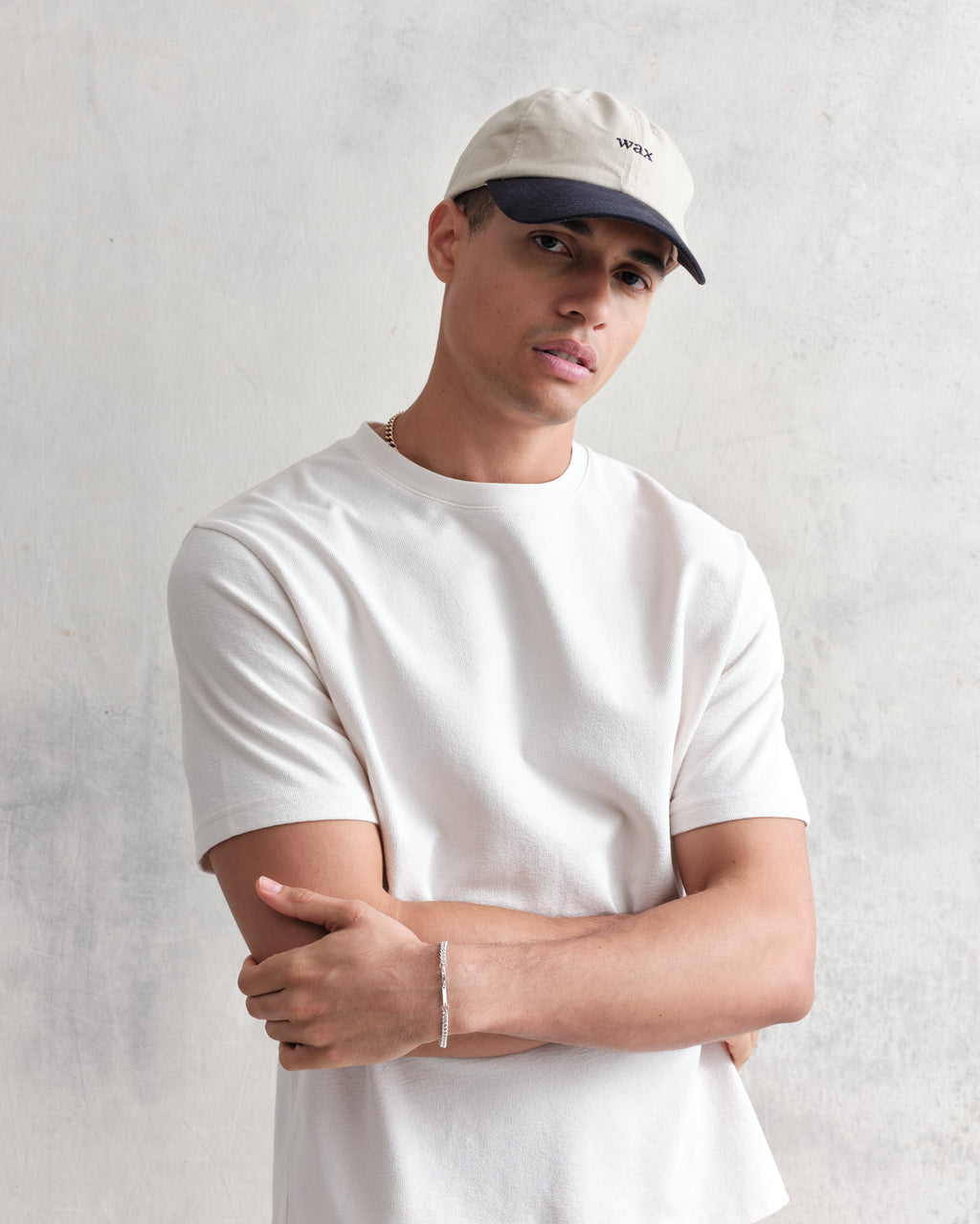 Spencer - Stone/Navy Cotton Sports Cap