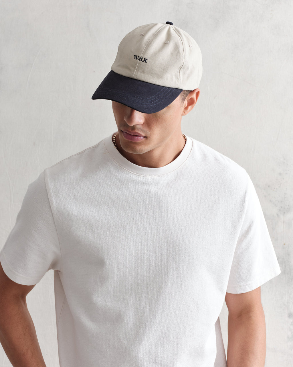Spencer - Stone/Navy Cotton Sports Cap