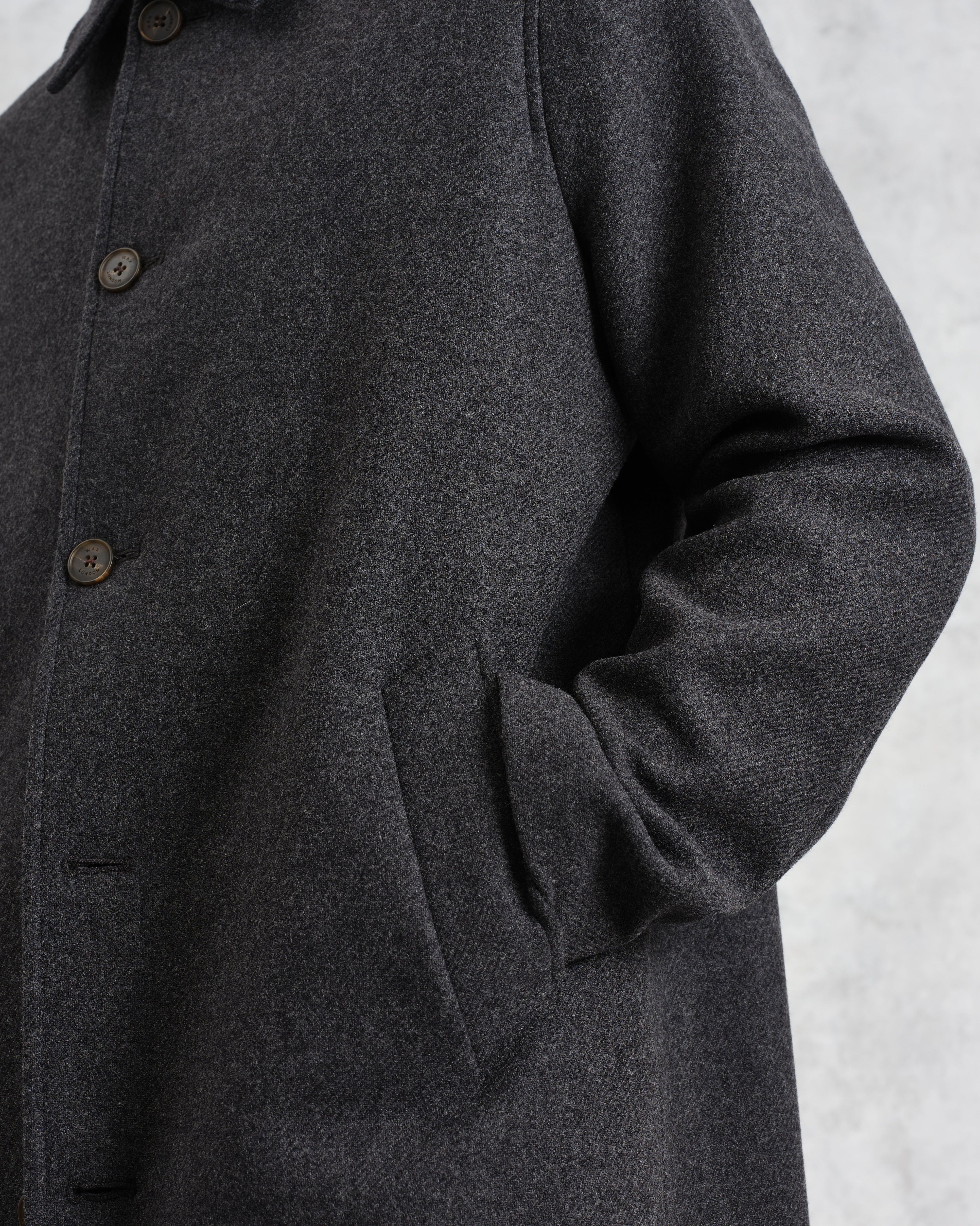 Stan - Charcoal Twill Wool Car Coat