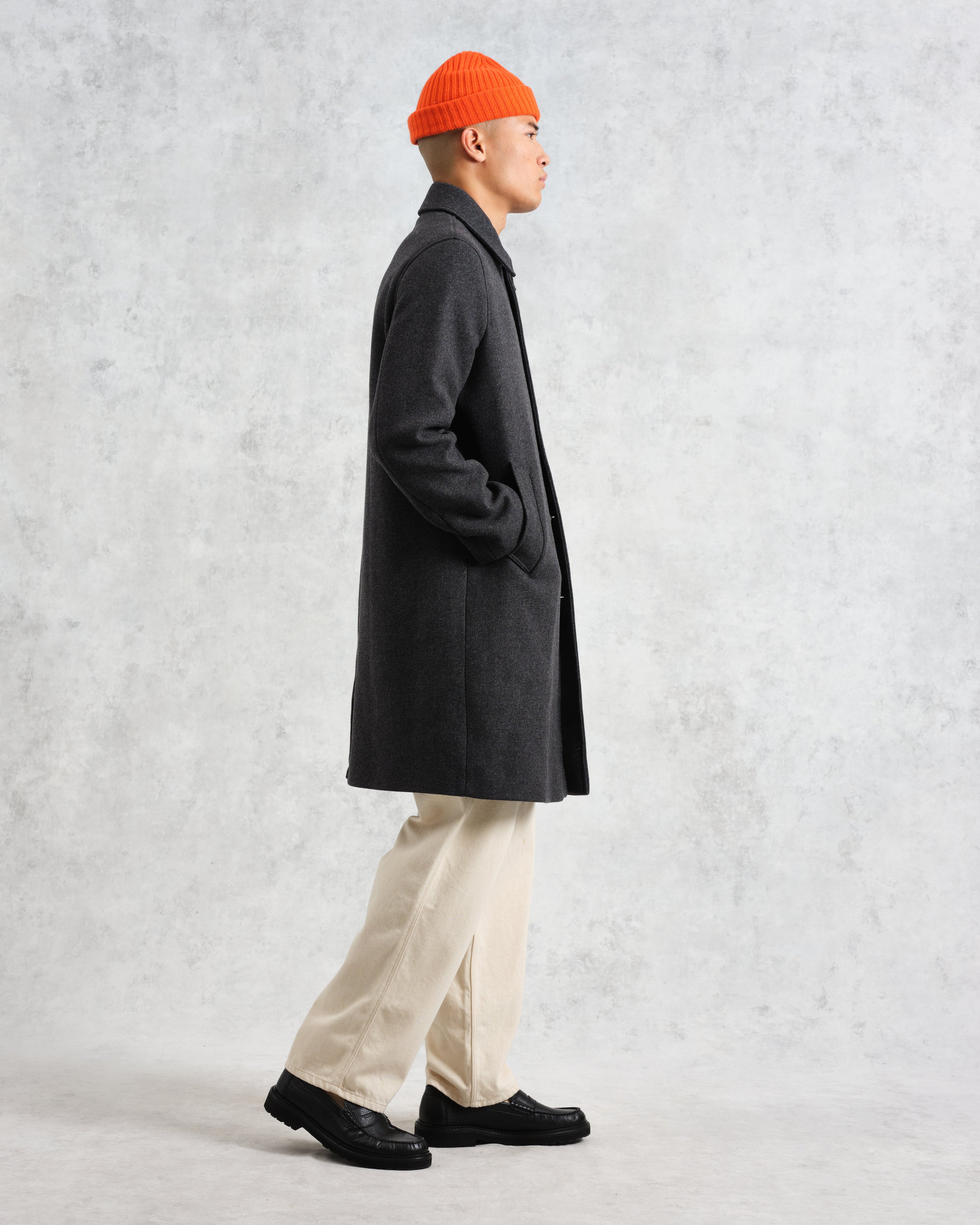 Stan - Charcoal Twill Wool Car Coat