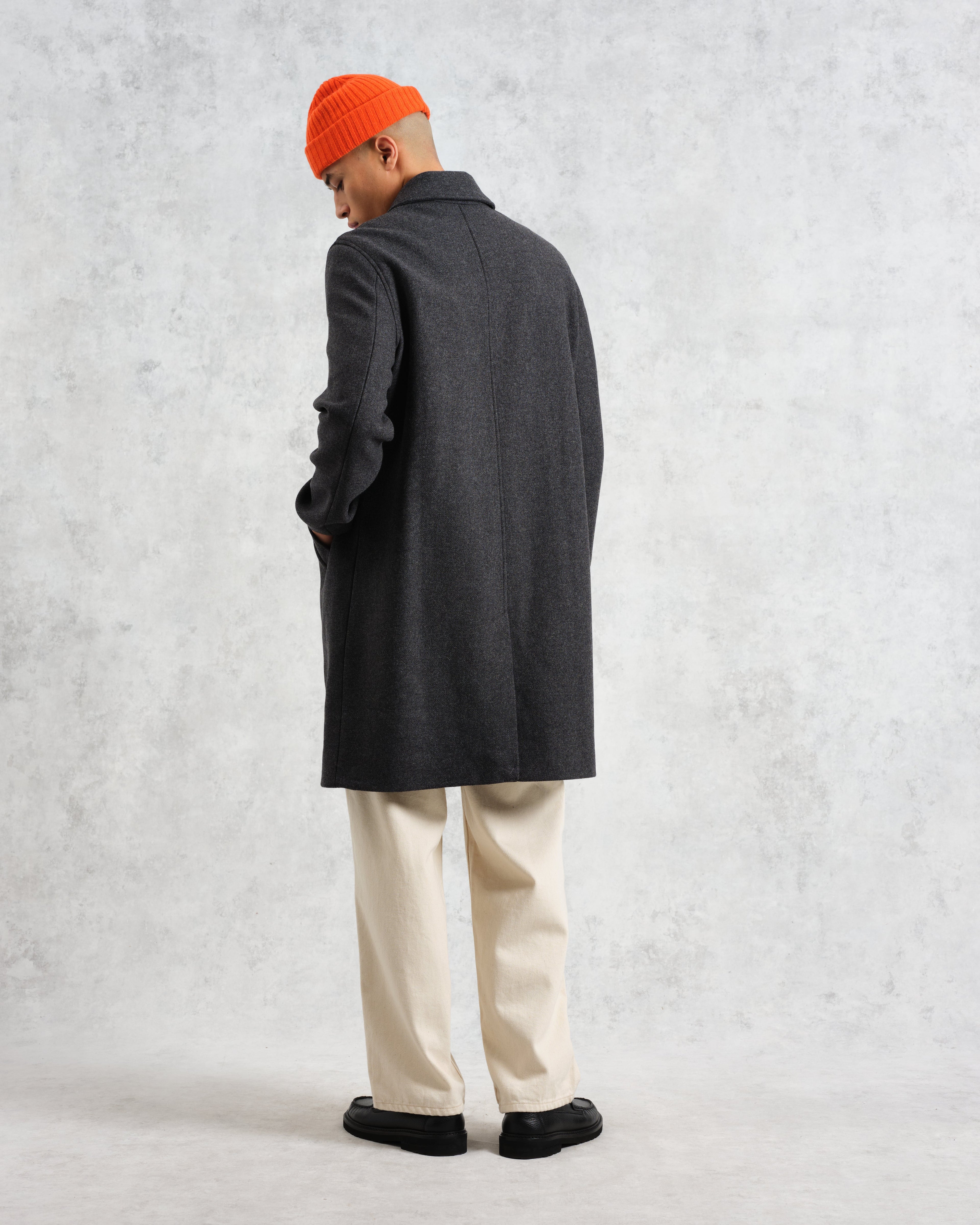 Stan - Charcoal Twill Wool Car Coat
