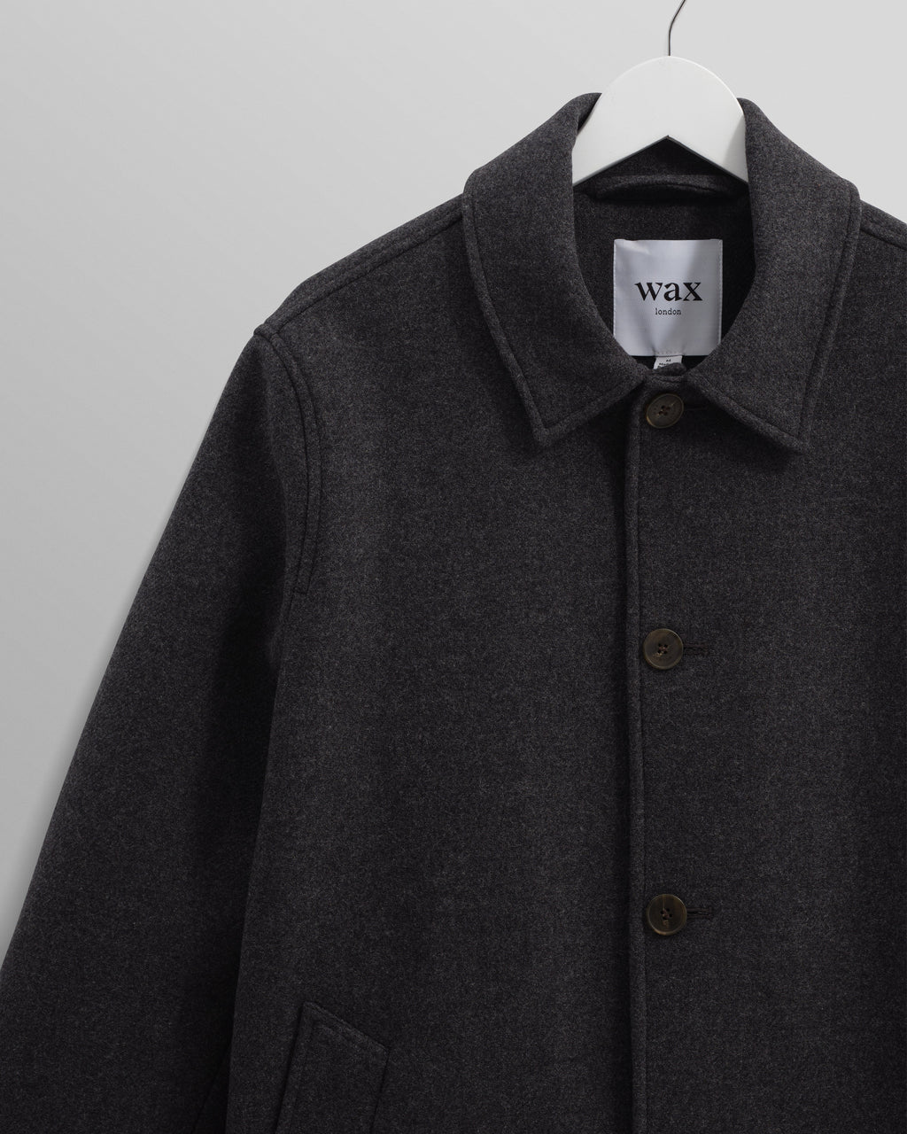 Stan - Charcoal Twill Wool Car Coat