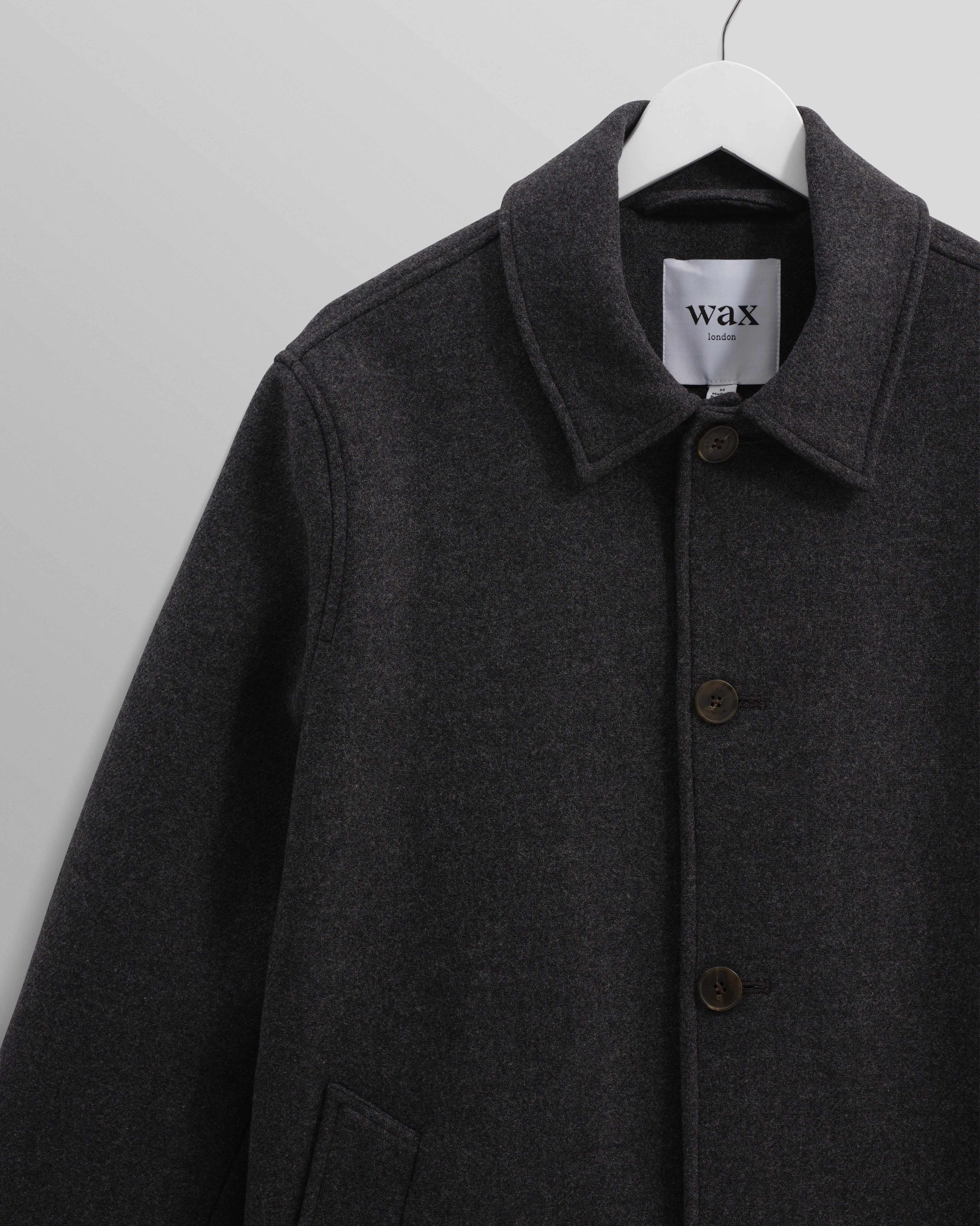 Stan - Charcoal Twill Wool Car Coat
