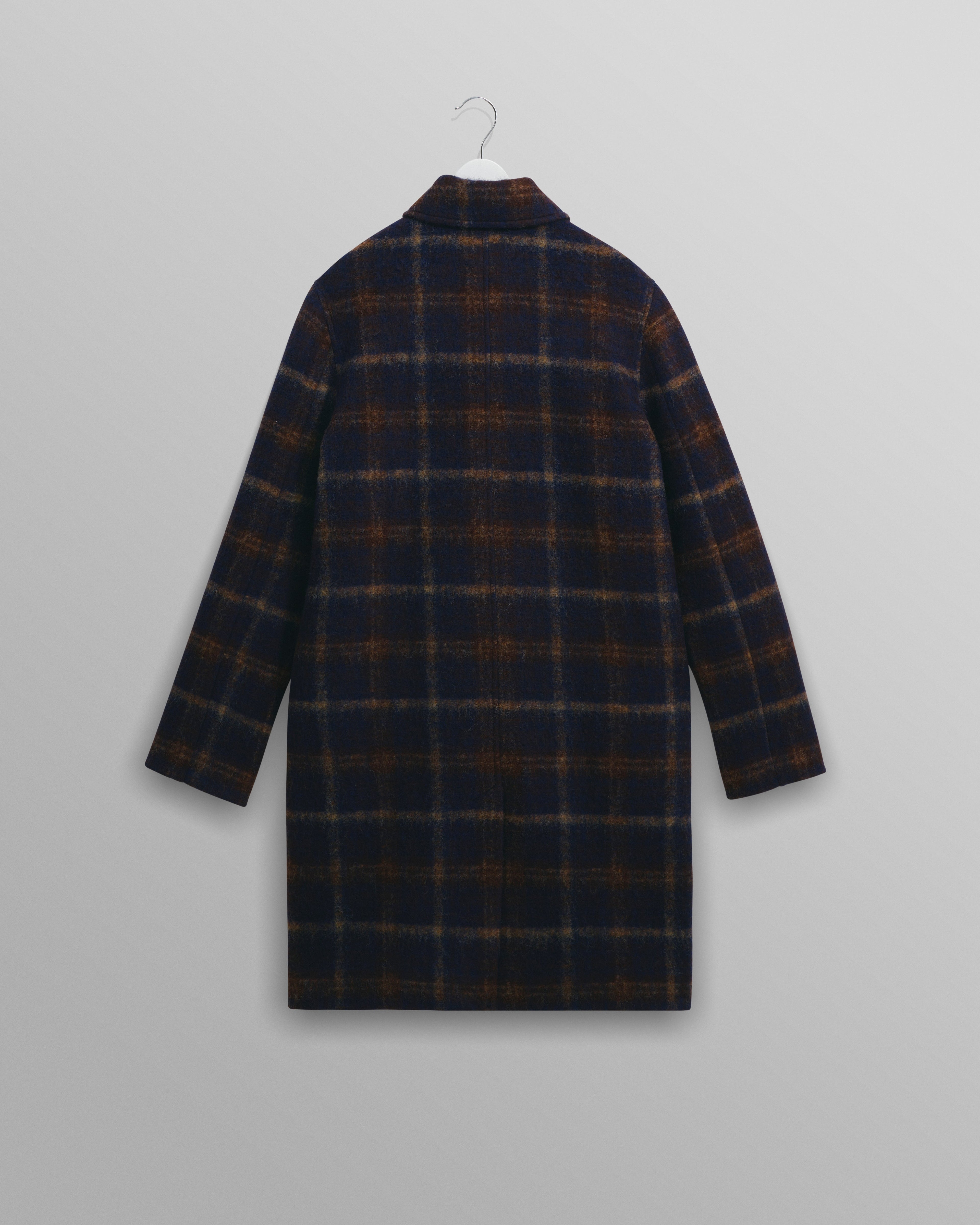 Stan - Navy Check Wool Car Coat