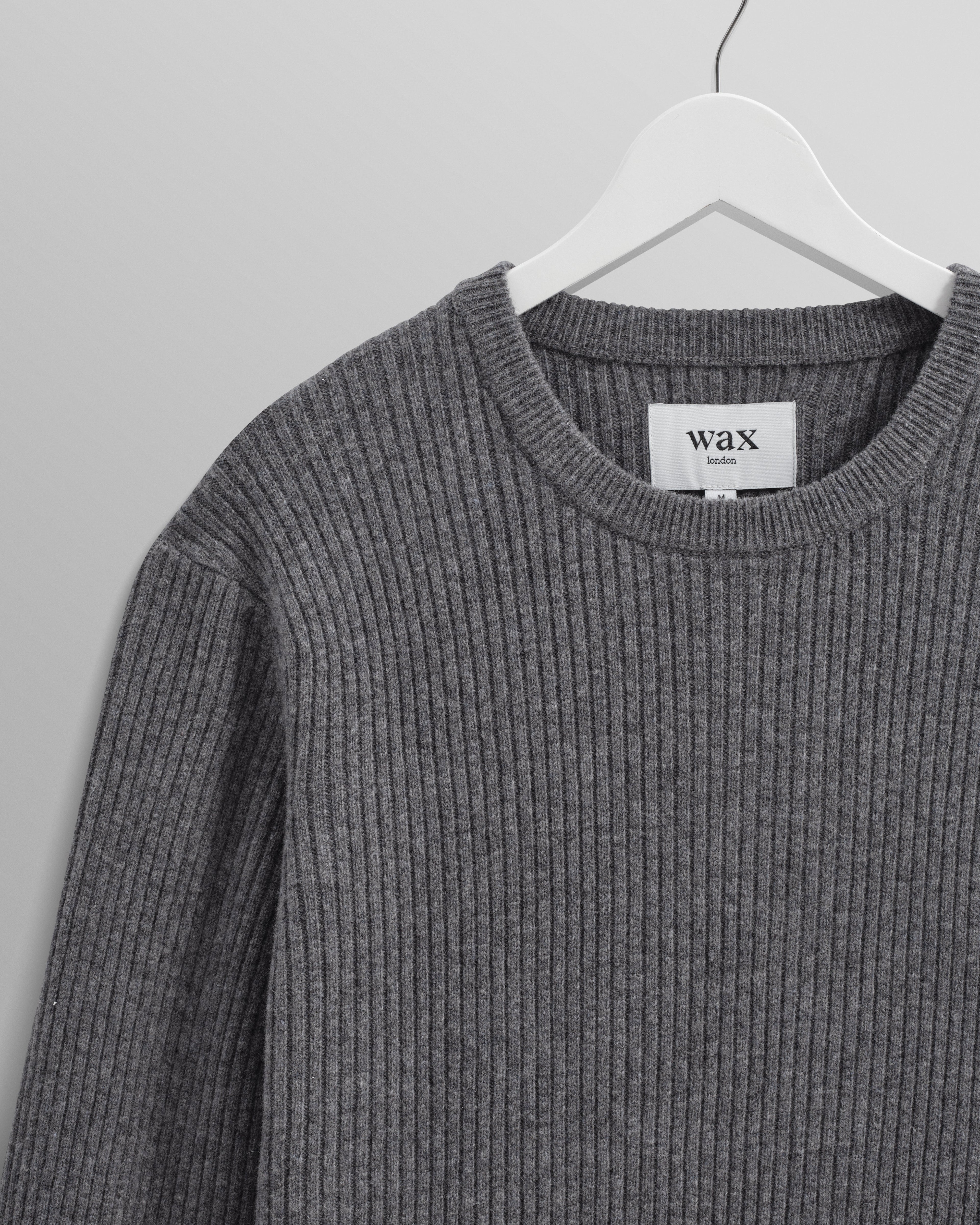 Stanley - Grey Rib-Knit Wool Jumper