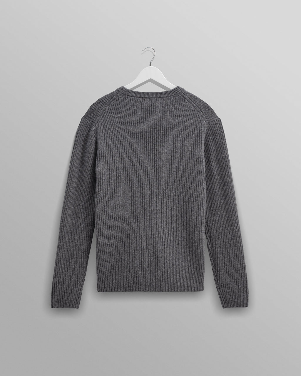 Stanley - Grey Rib-Knit Wool Jumper