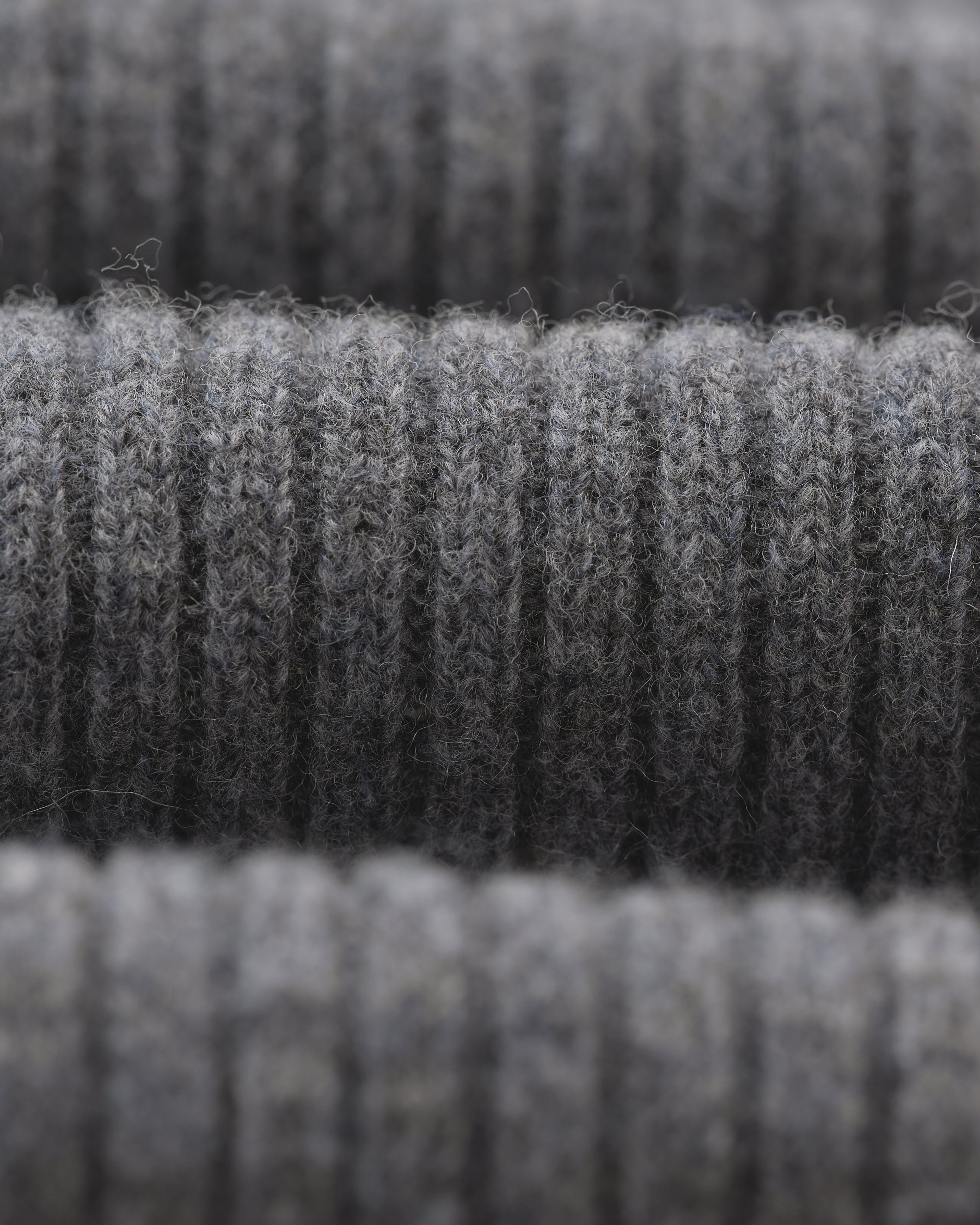 Stanley - Grey Rib-Knit Wool Jumper