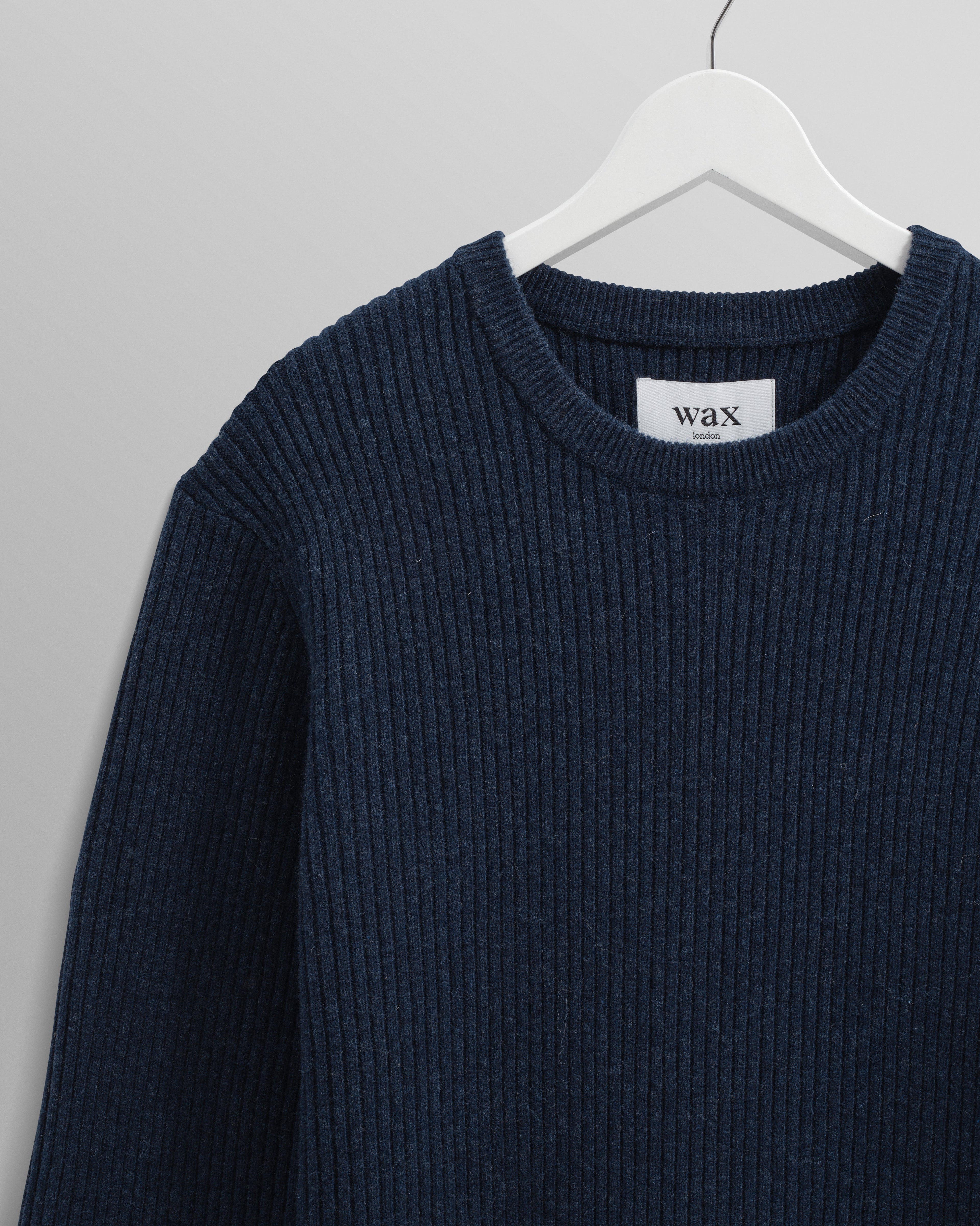Stanley - Navy Rib-Knit Wool Jumper