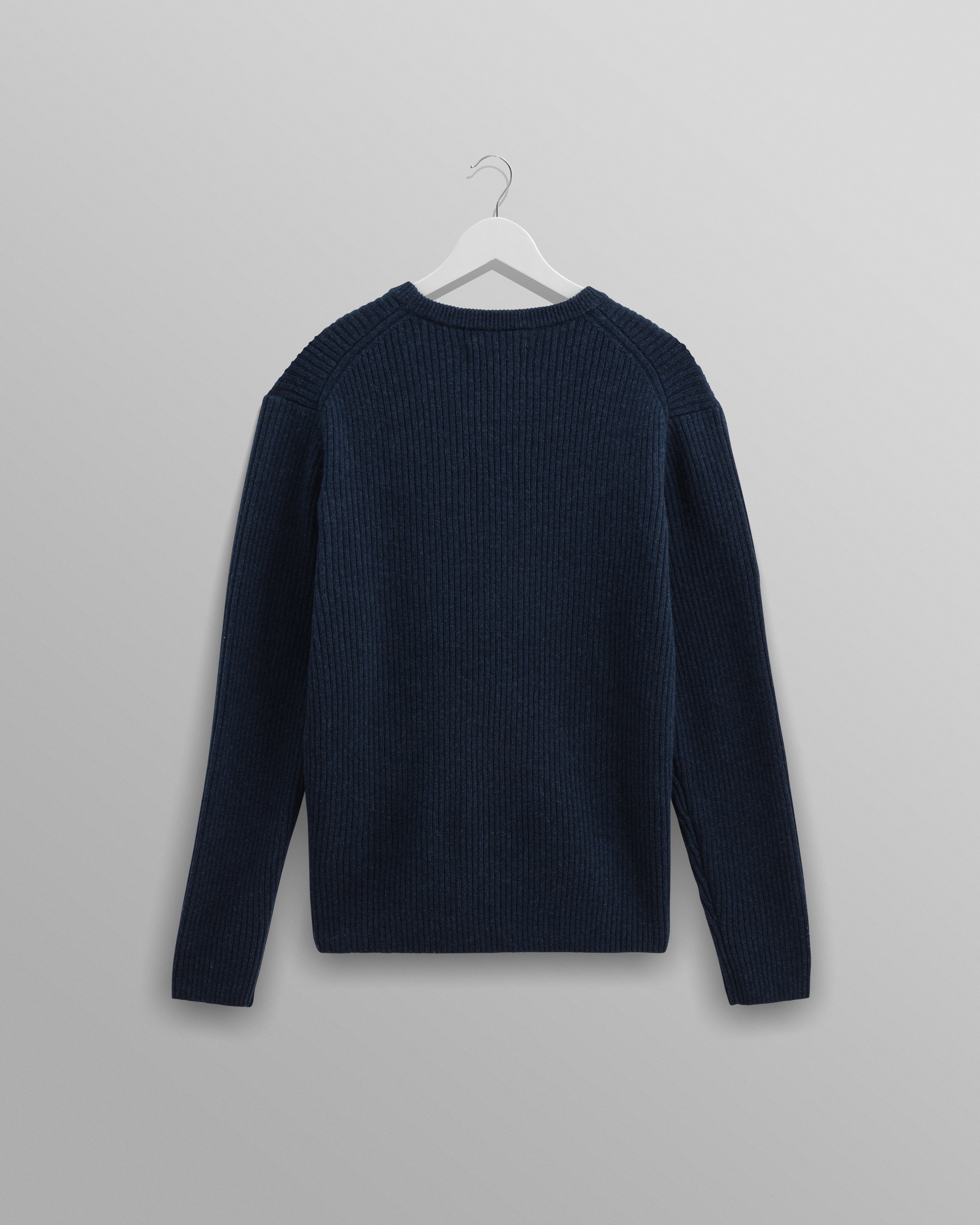 Stanley - Navy Rib-Knit Wool Jumper