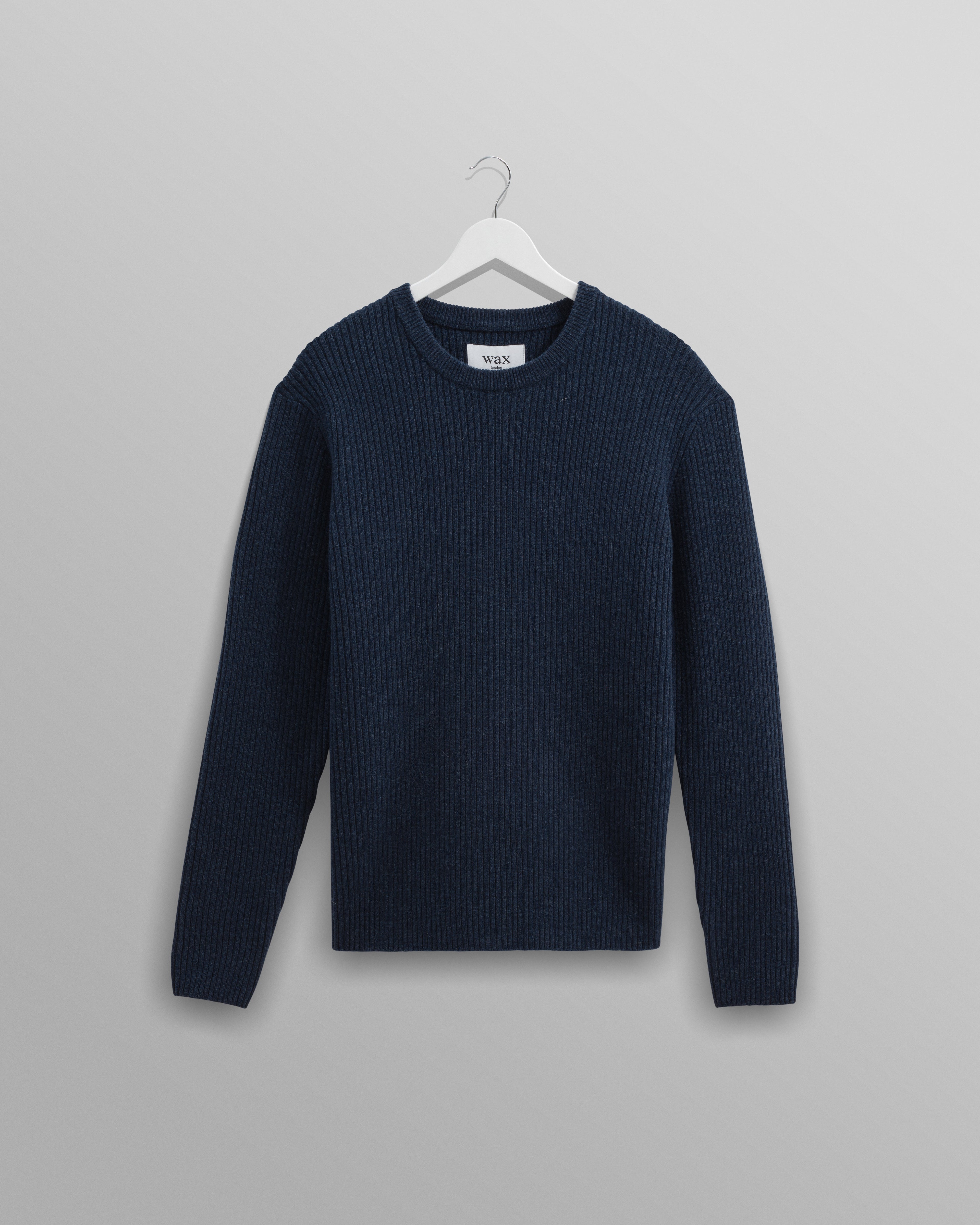 Stanley - Navy Rib-Knit Wool Jumper
