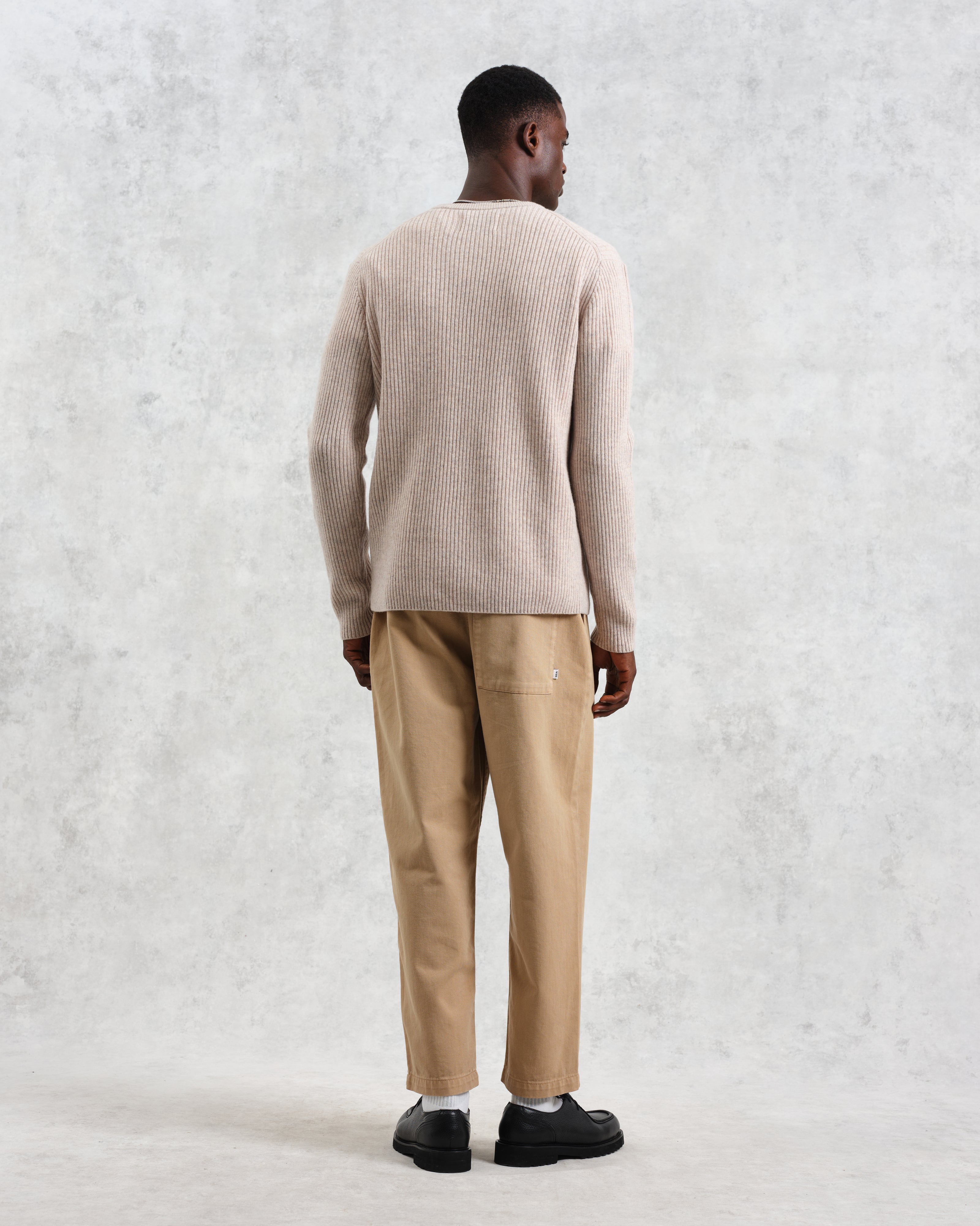 Stanley - Oatmeal Rib-Knit Wool Jumper