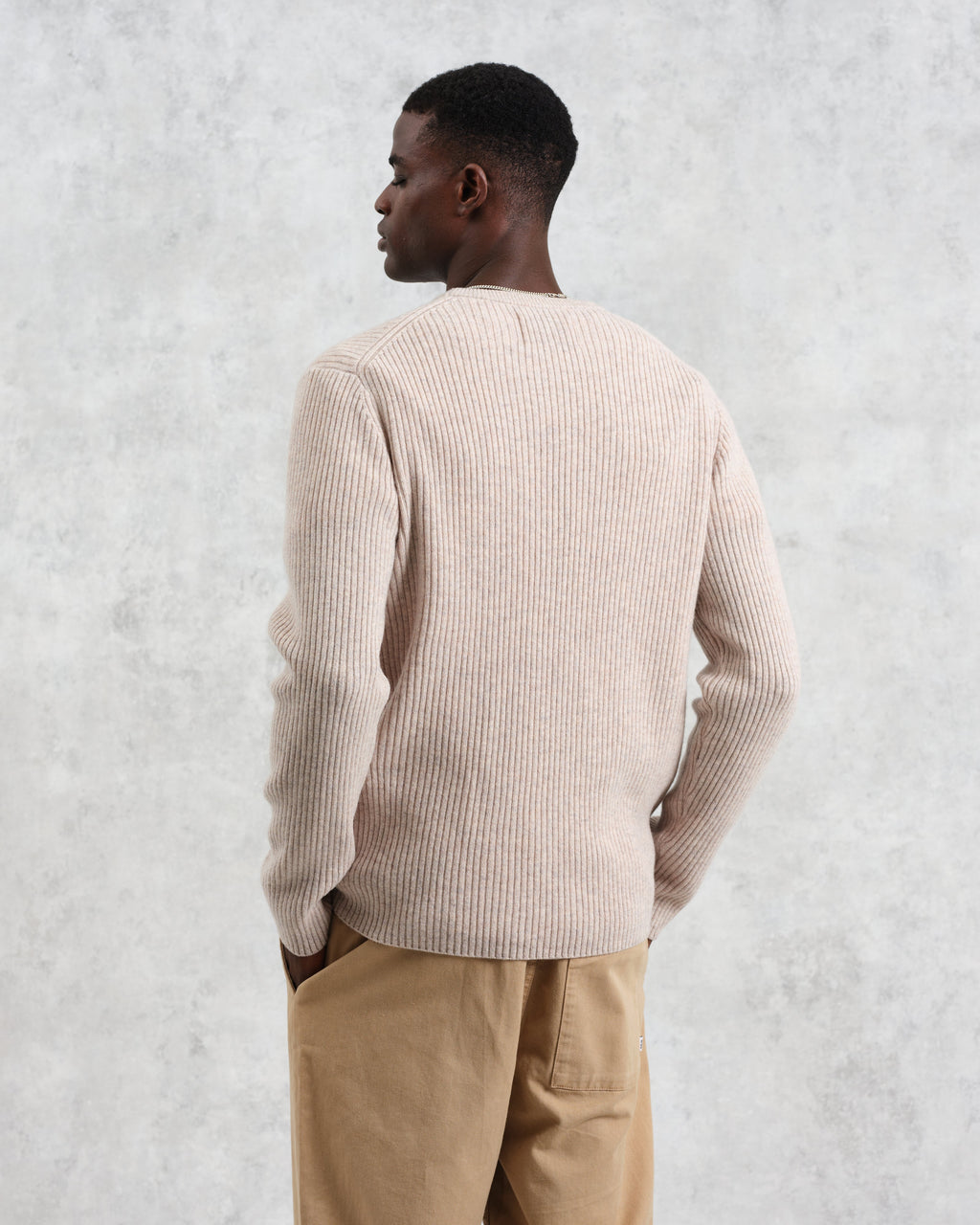 Stanley - Oatmeal Rib-Knit Wool Jumper