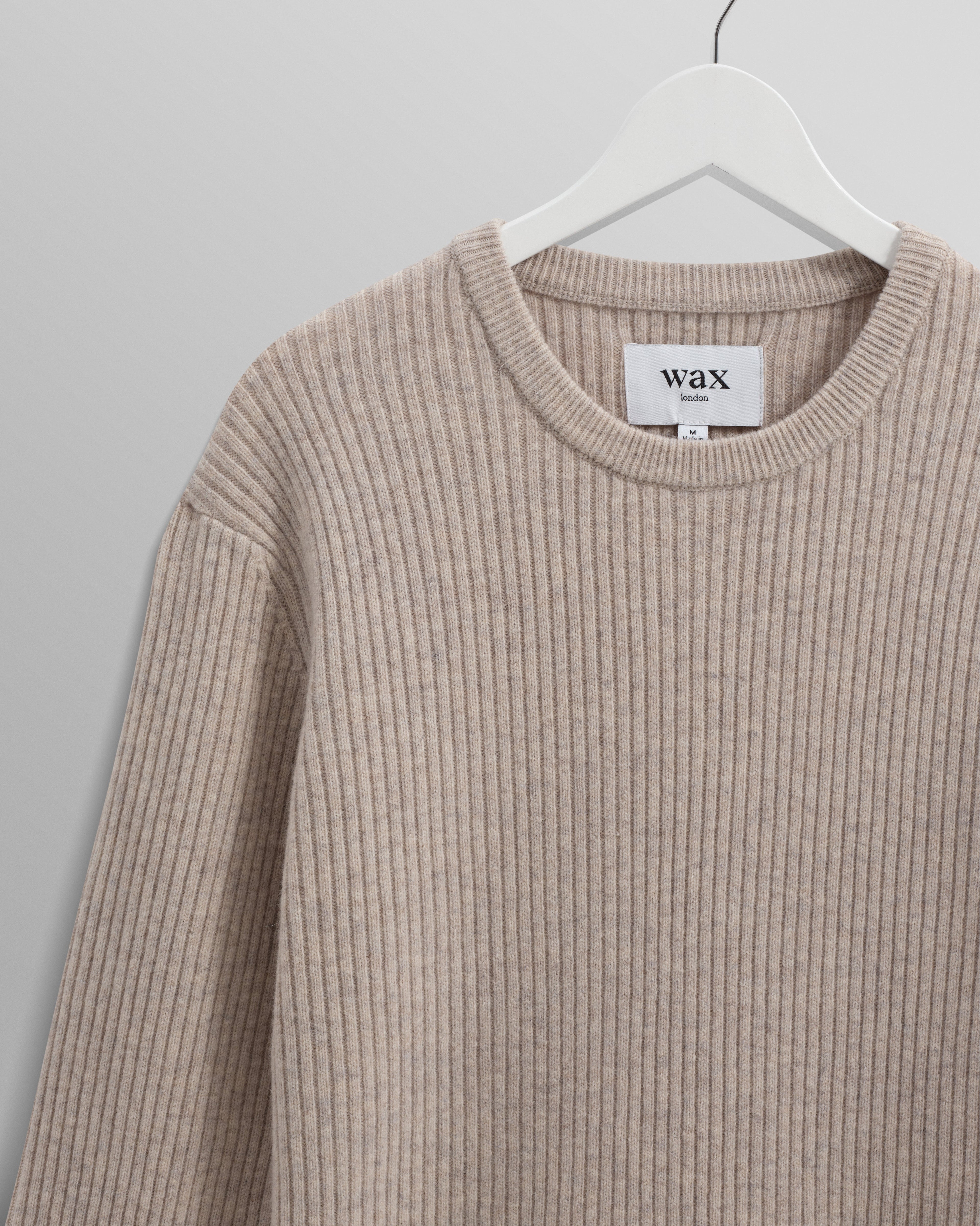 Stanley - Oatmeal Rib-Knit Wool Jumper