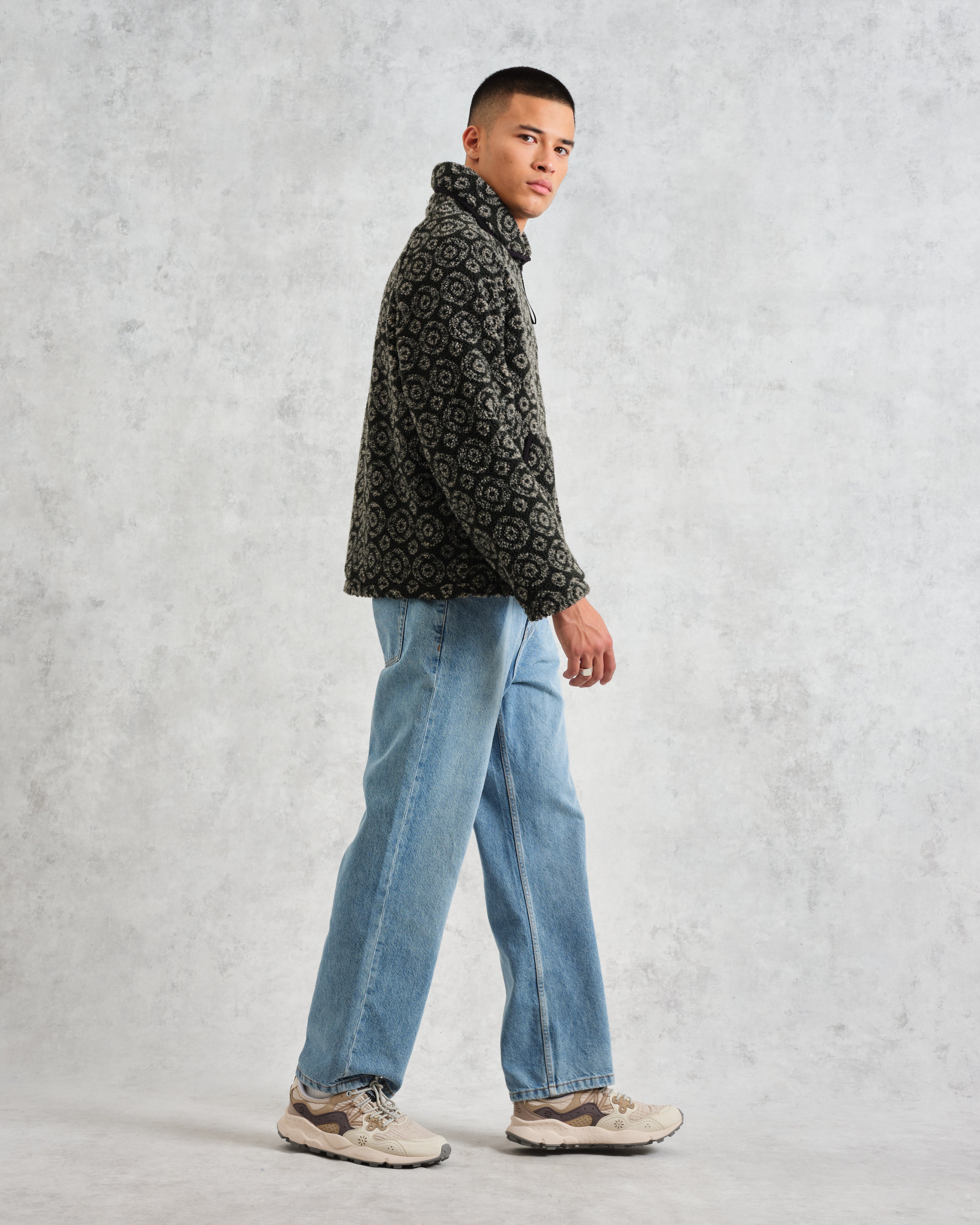 Tate - Charcoal Ornate Jacquard Fleece Jacket