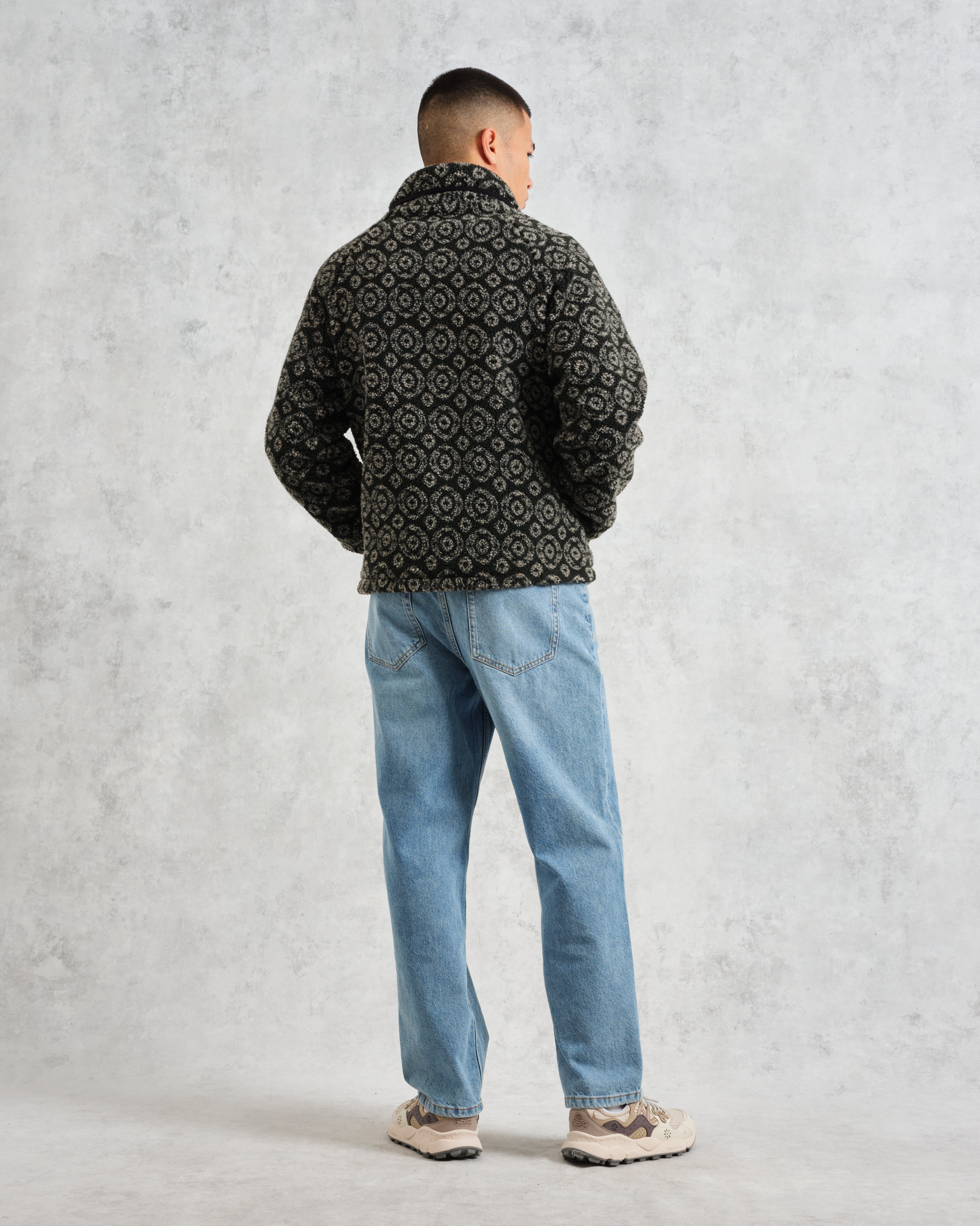 Tate - Charcoal Ornate Jacquard Fleece Jacket