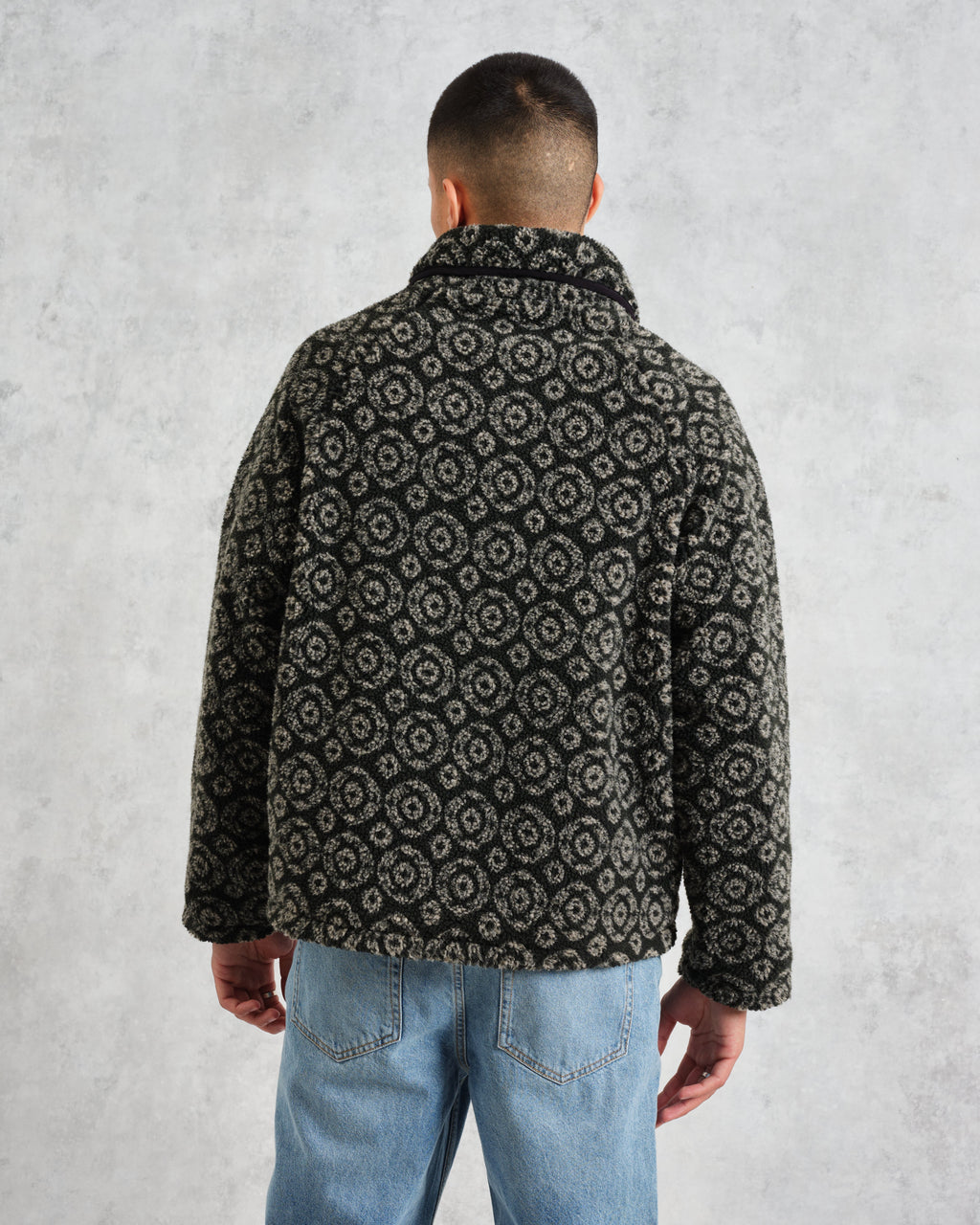 Tate - Charcoal Ornate Jacquard Fleece Jacket