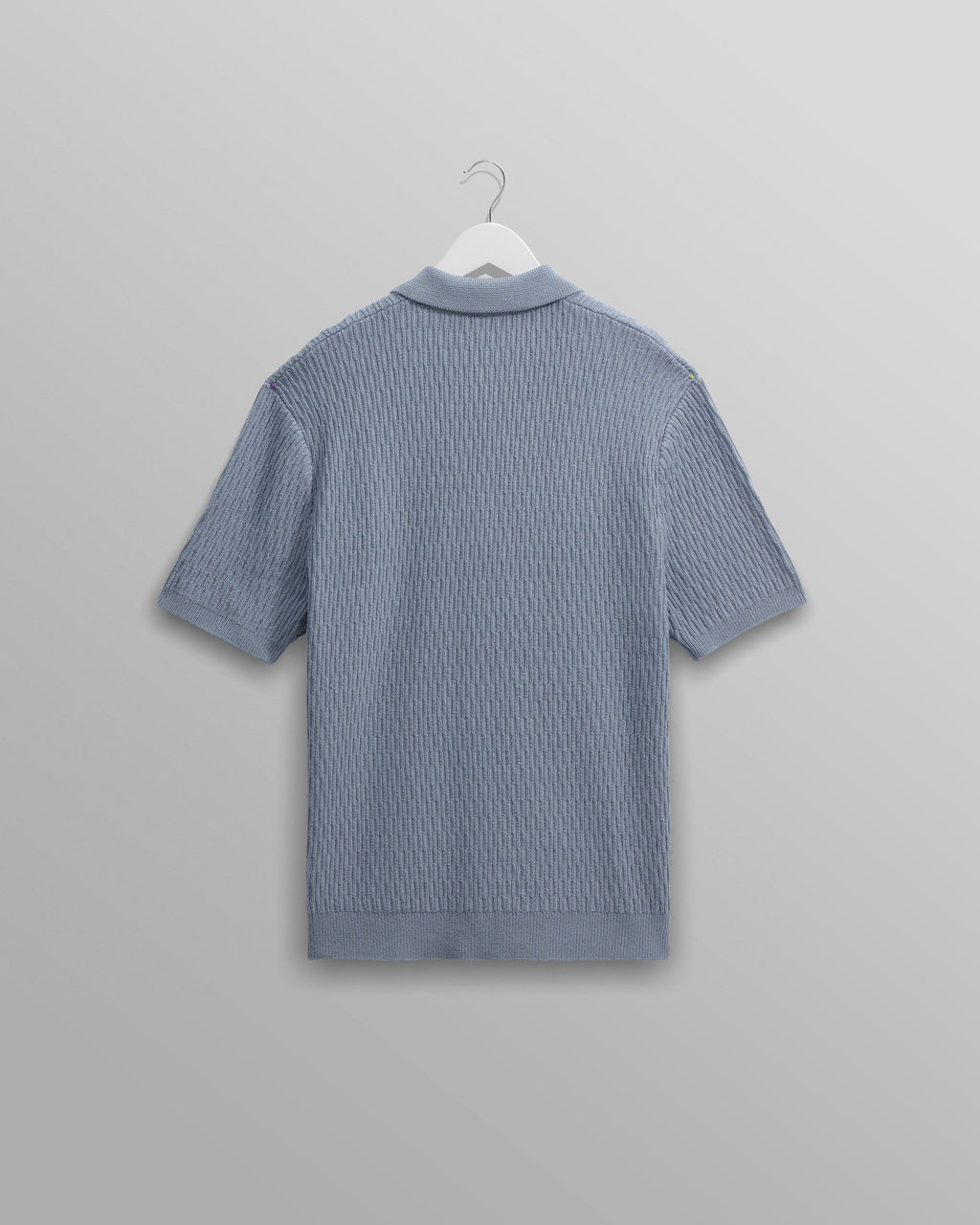 Tellaro - Blue Honeycomb Knitted Cotton Polo Shirt