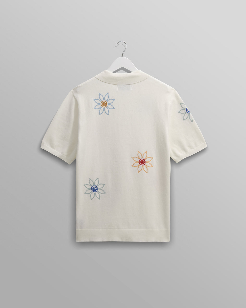 Tellaro - Ecru Embroidered Knitted Cotton Polo Shirt