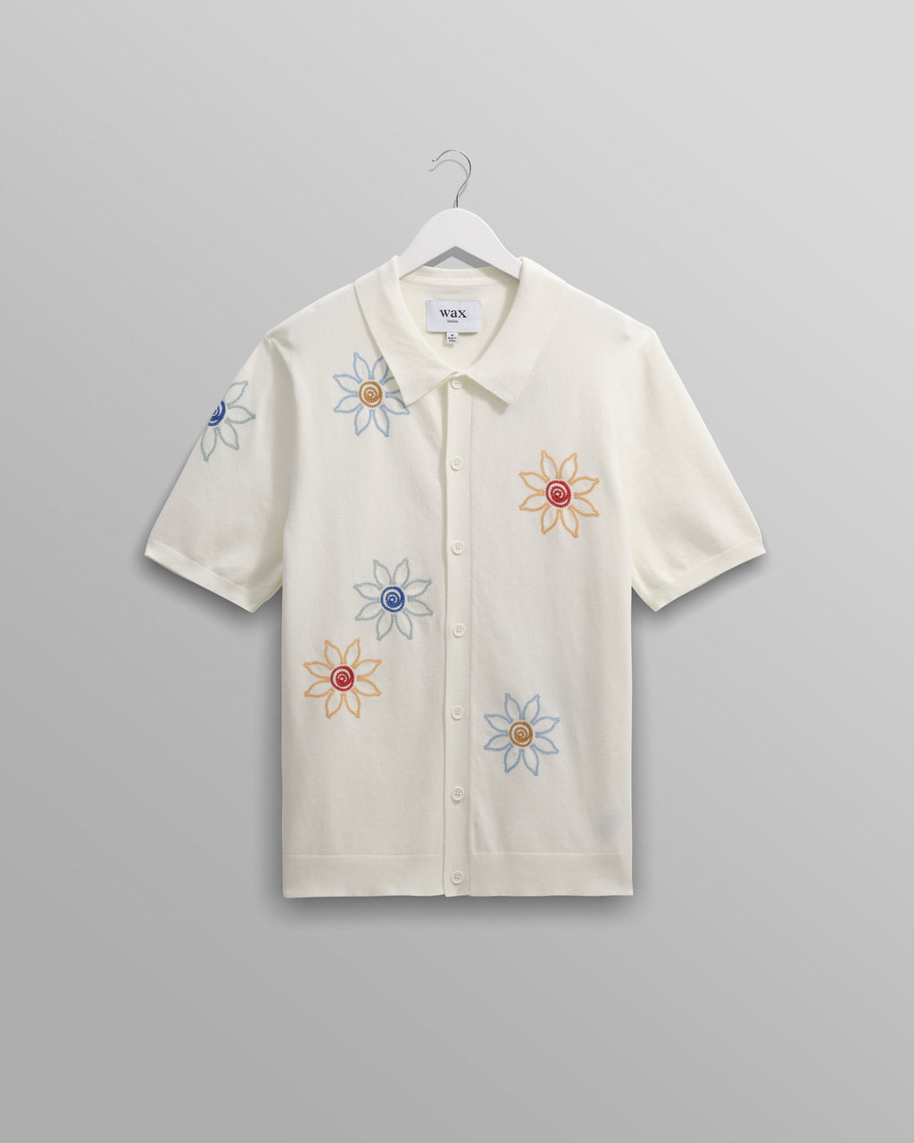Tellaro - Ecru Embroidered Knitted Cotton Polo Shirt