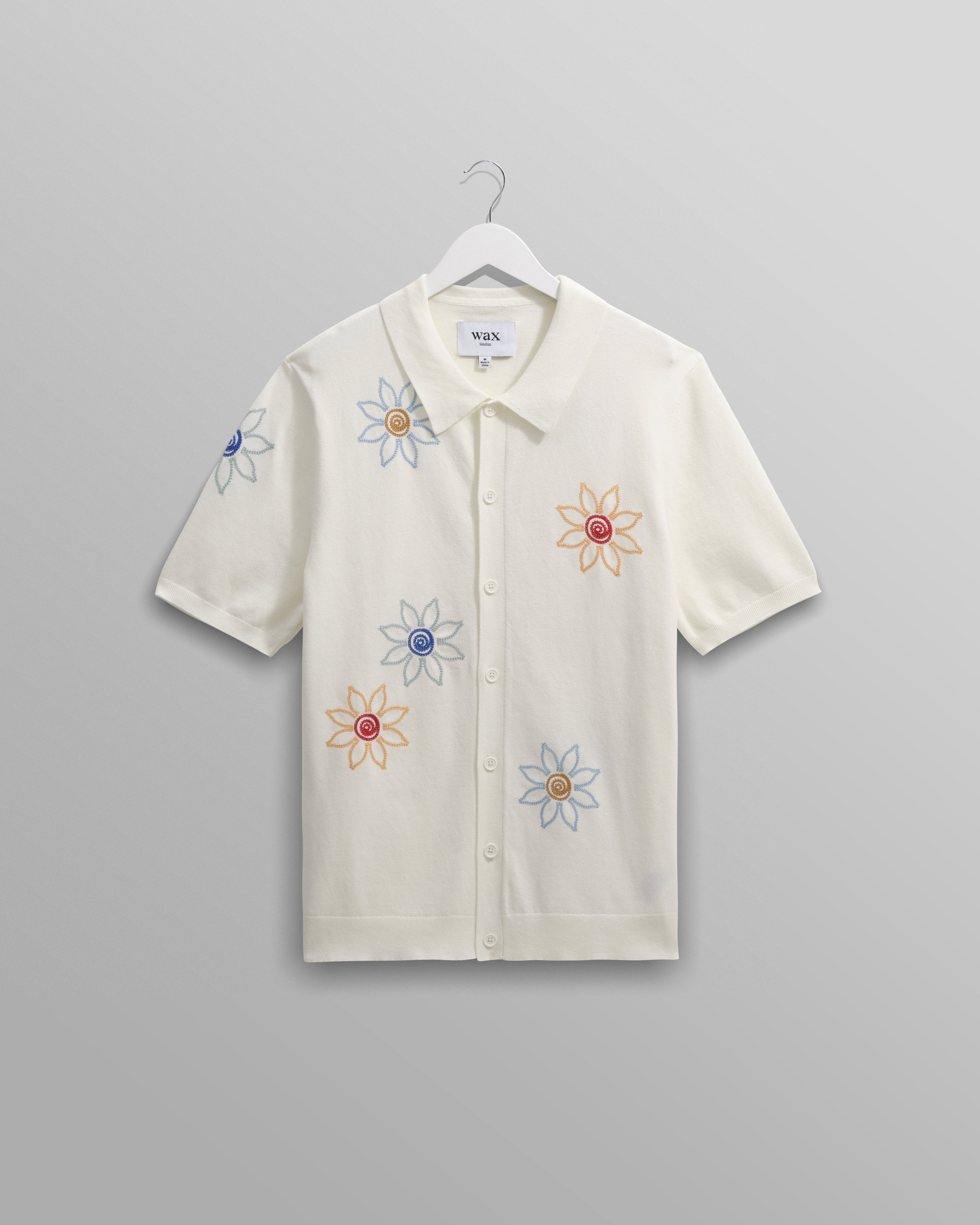 Tellaro - Ecru Embroidered Knitted Cotton Polo Shirt