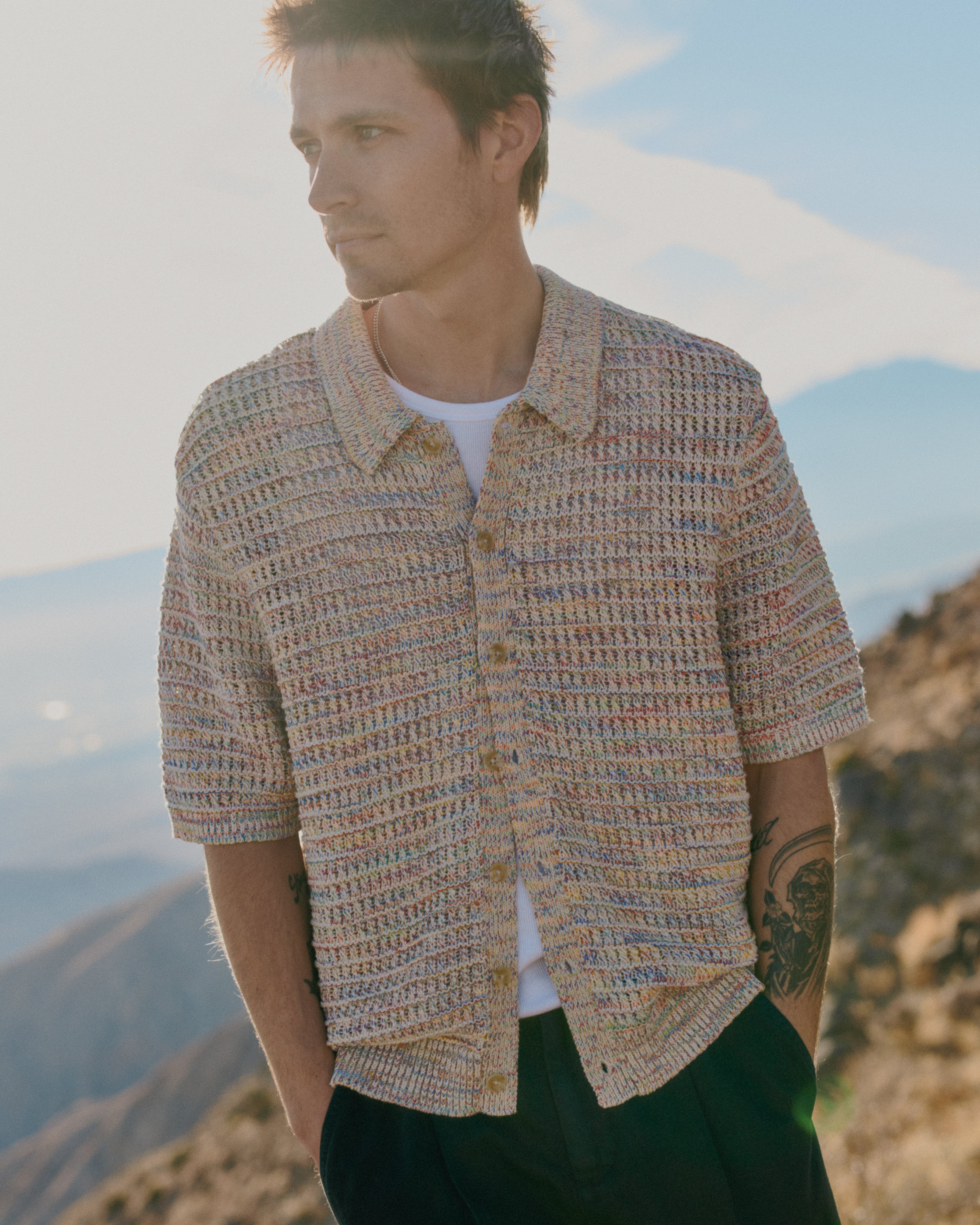 Tellaro - Multicolour Twist Knitted Cotton Polo Shirt
