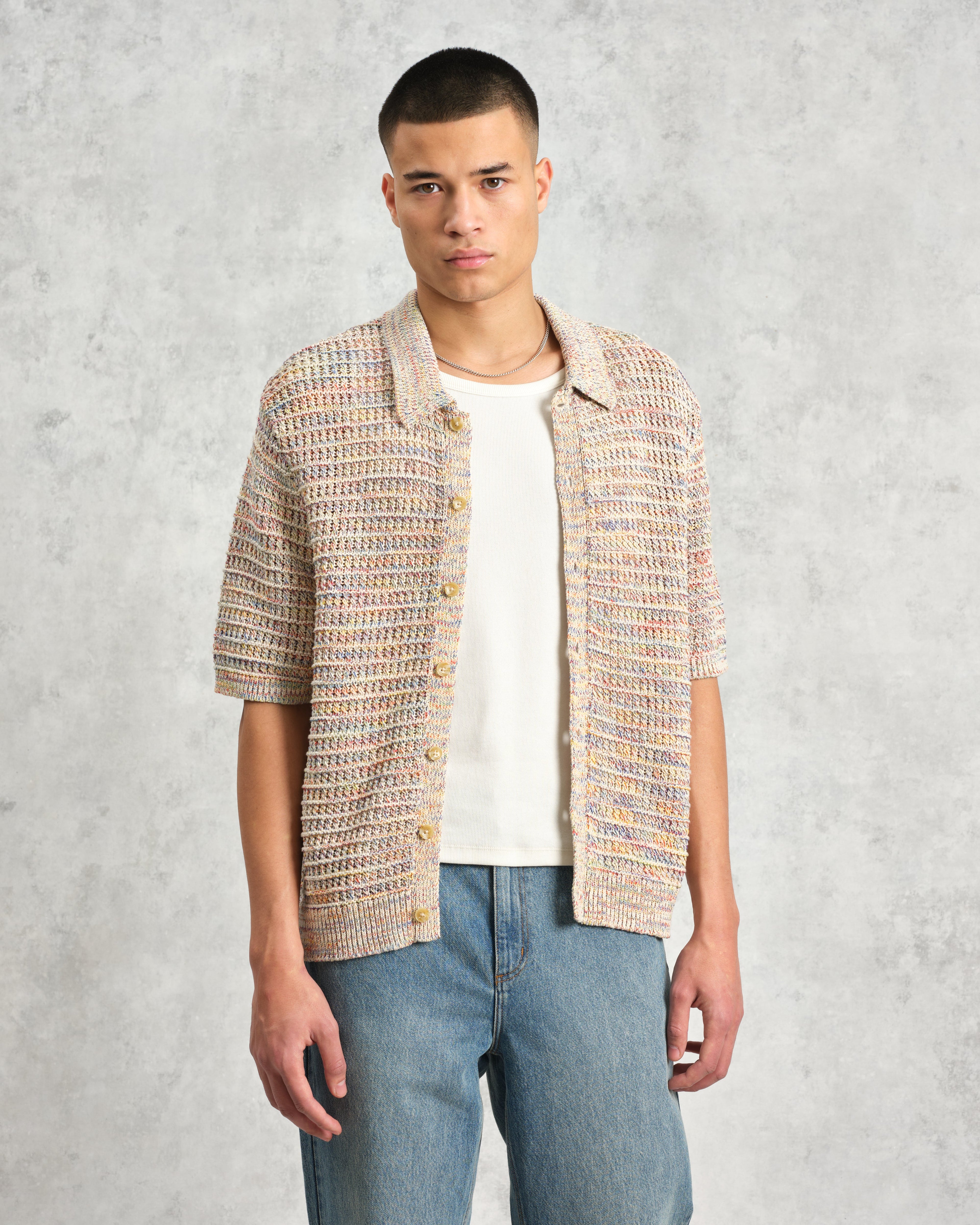 Tellaro - Multicolour Twist Knitted Cotton Polo Shirt