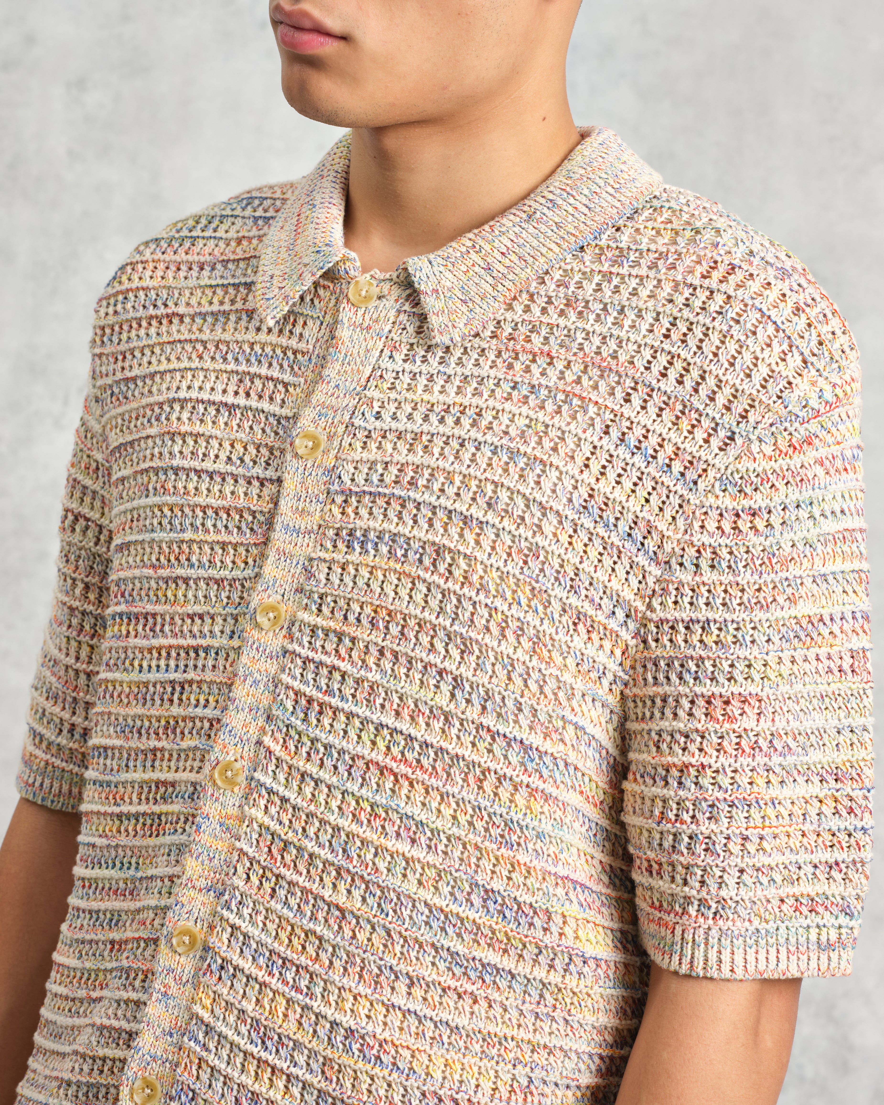 Tellaro - Multicolour Twist Knitted Cotton Polo Shirt