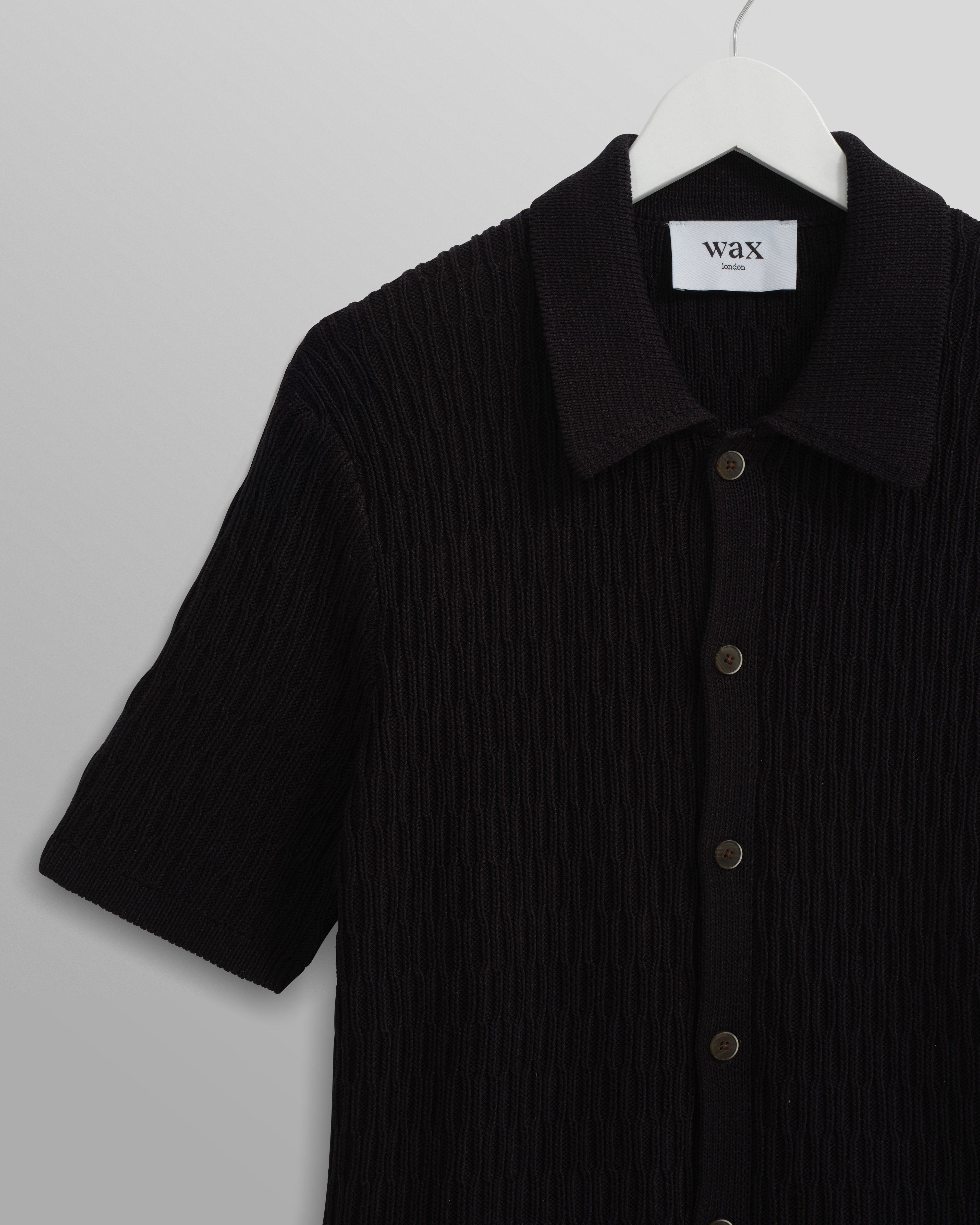 Tellaro - Navy Honeycomb Knitted Cotton Polo Shirt