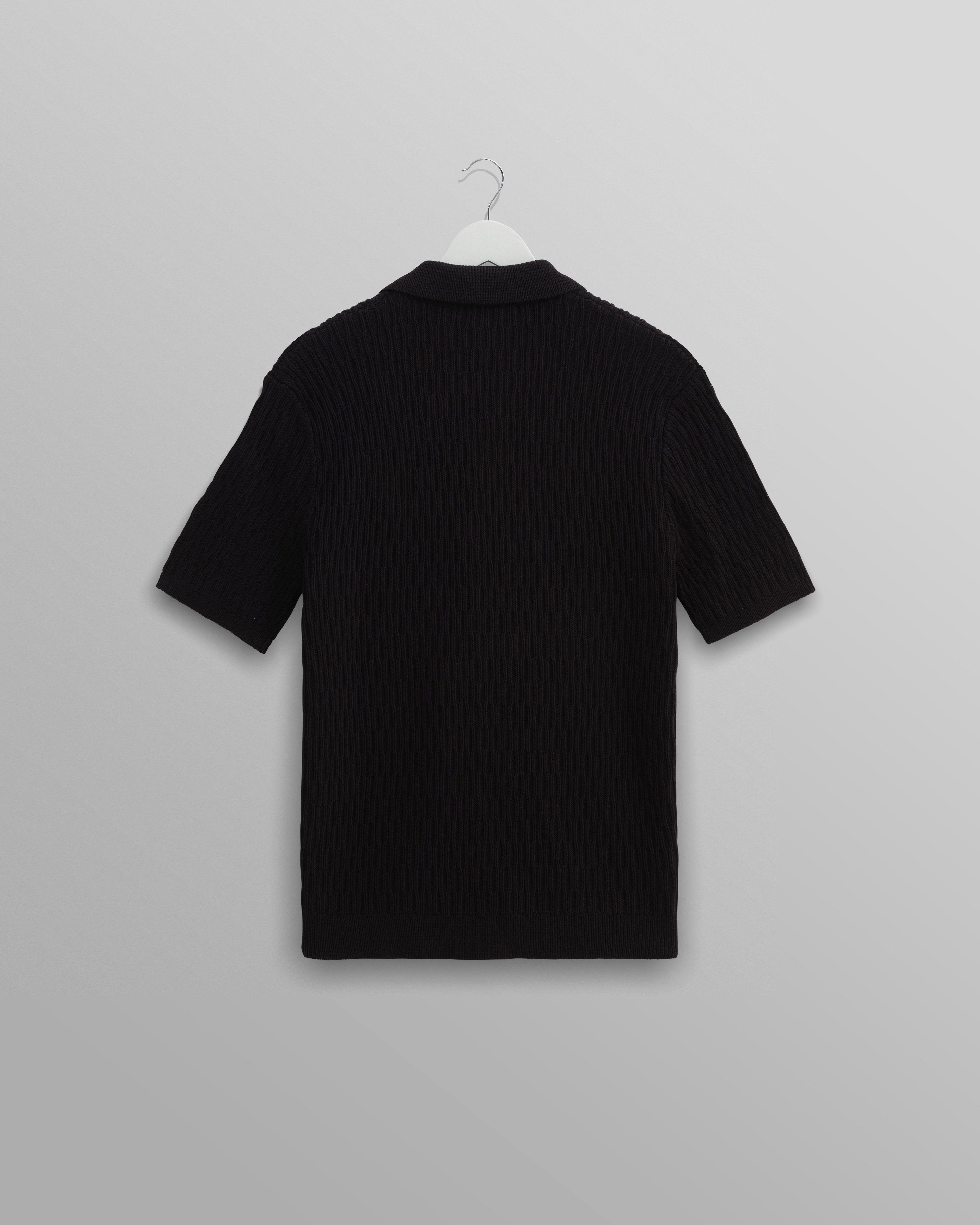 Tellaro - Navy Honeycomb Knitted Cotton Polo Shirt