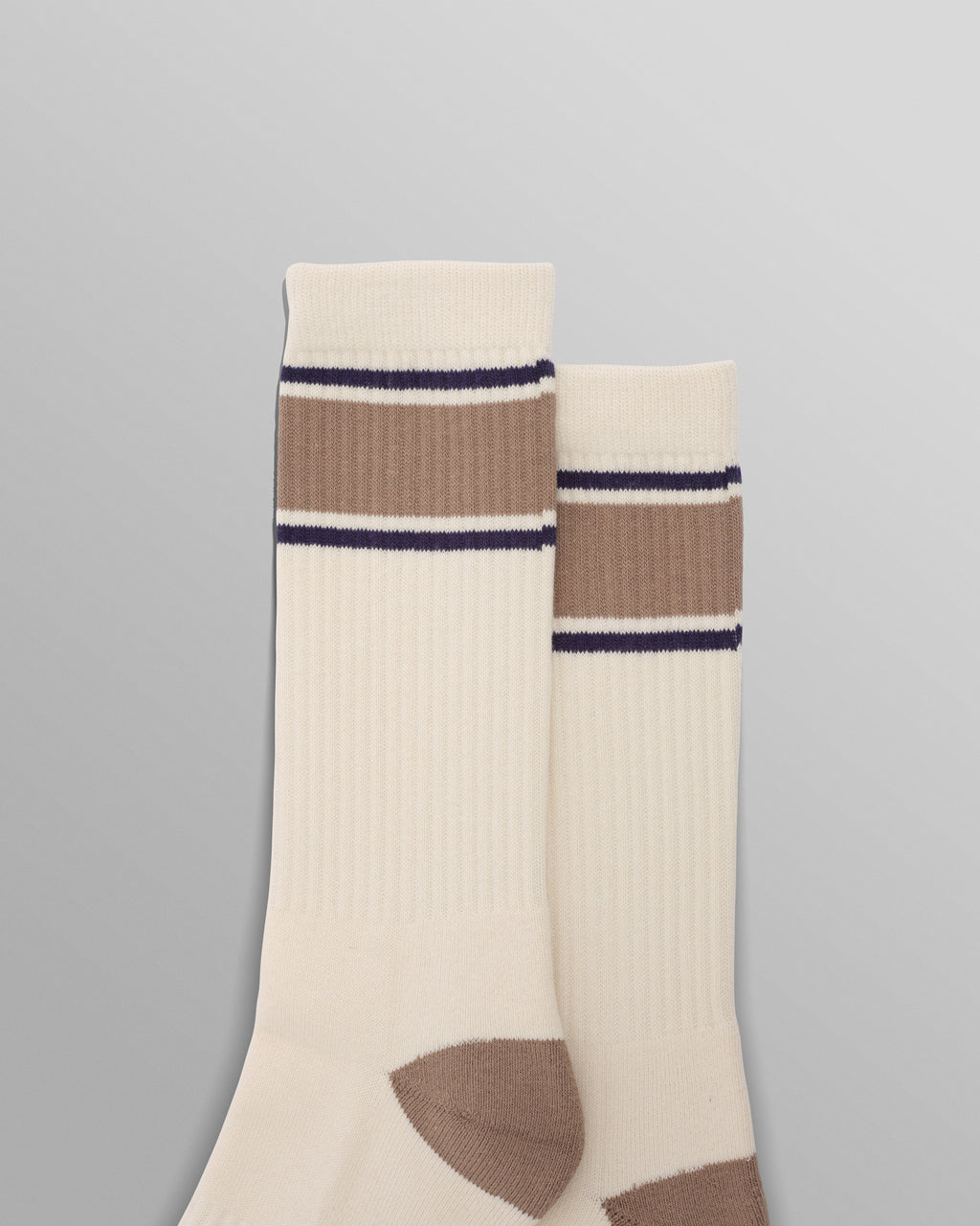 Thorpe - Ecru And Beige Running Stripe Sports Sock