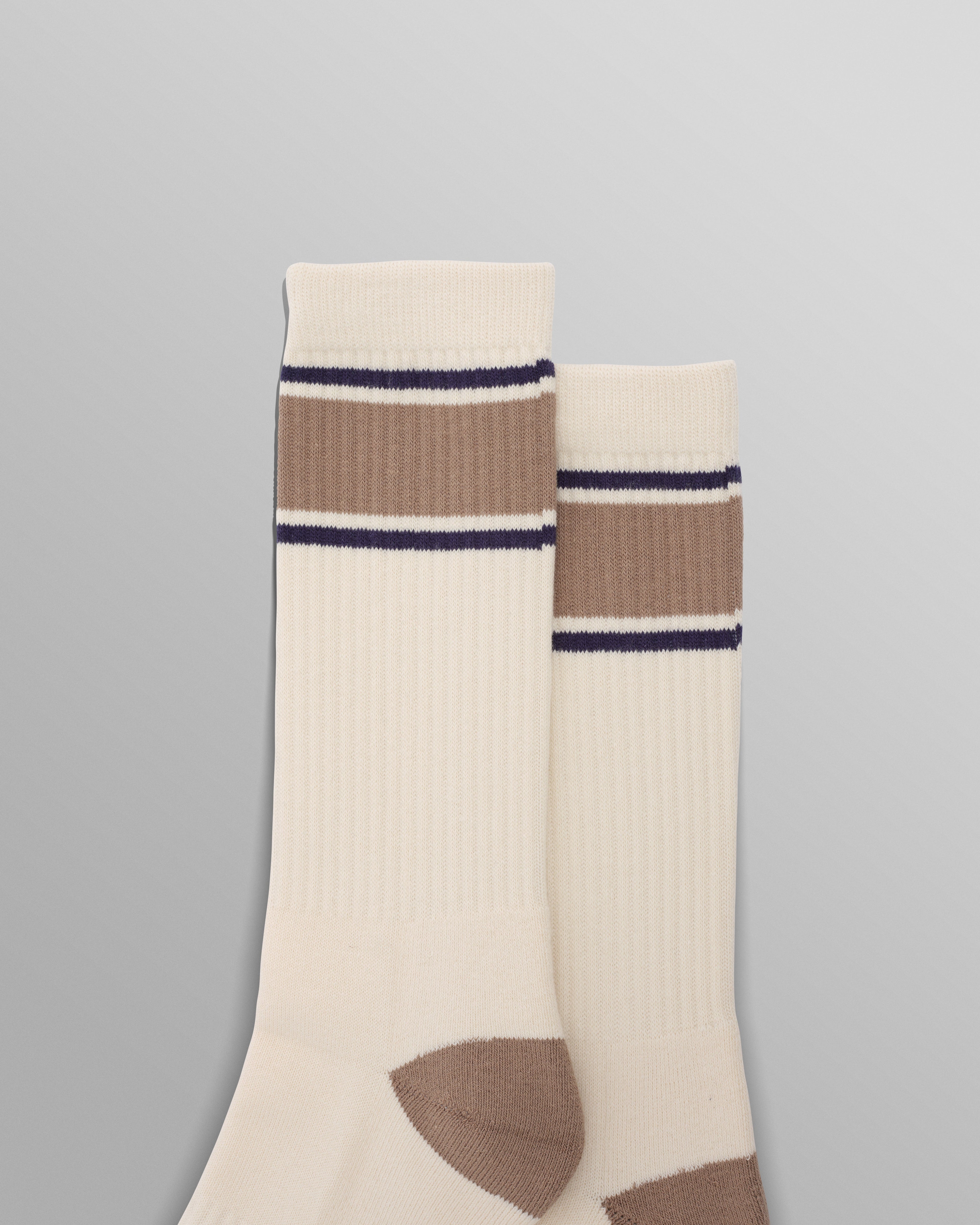 Thorpe - Ecru And Beige Running Stripe Sports Sock