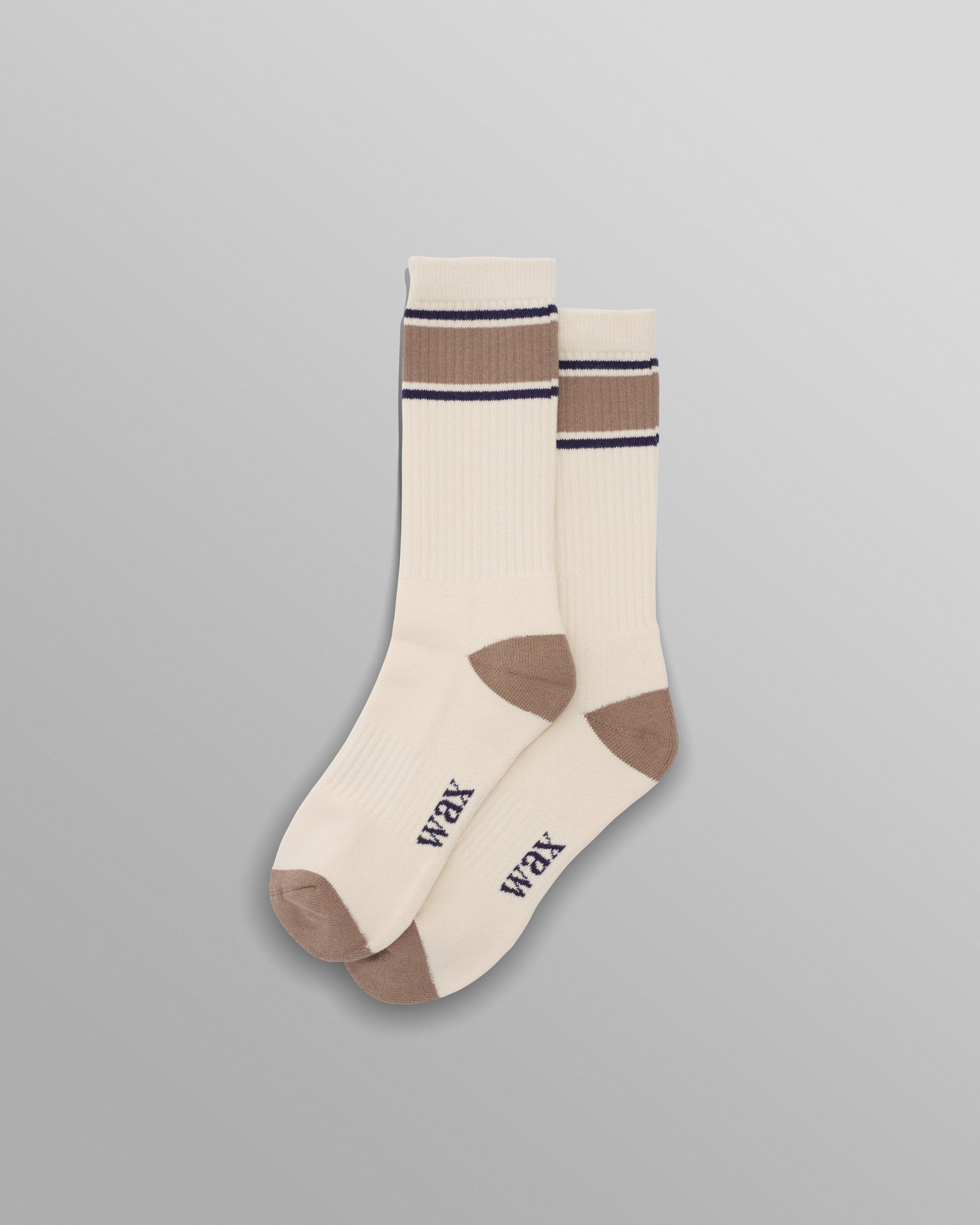 Thorpe - Ecru And Beige Running Stripe Sports Sock