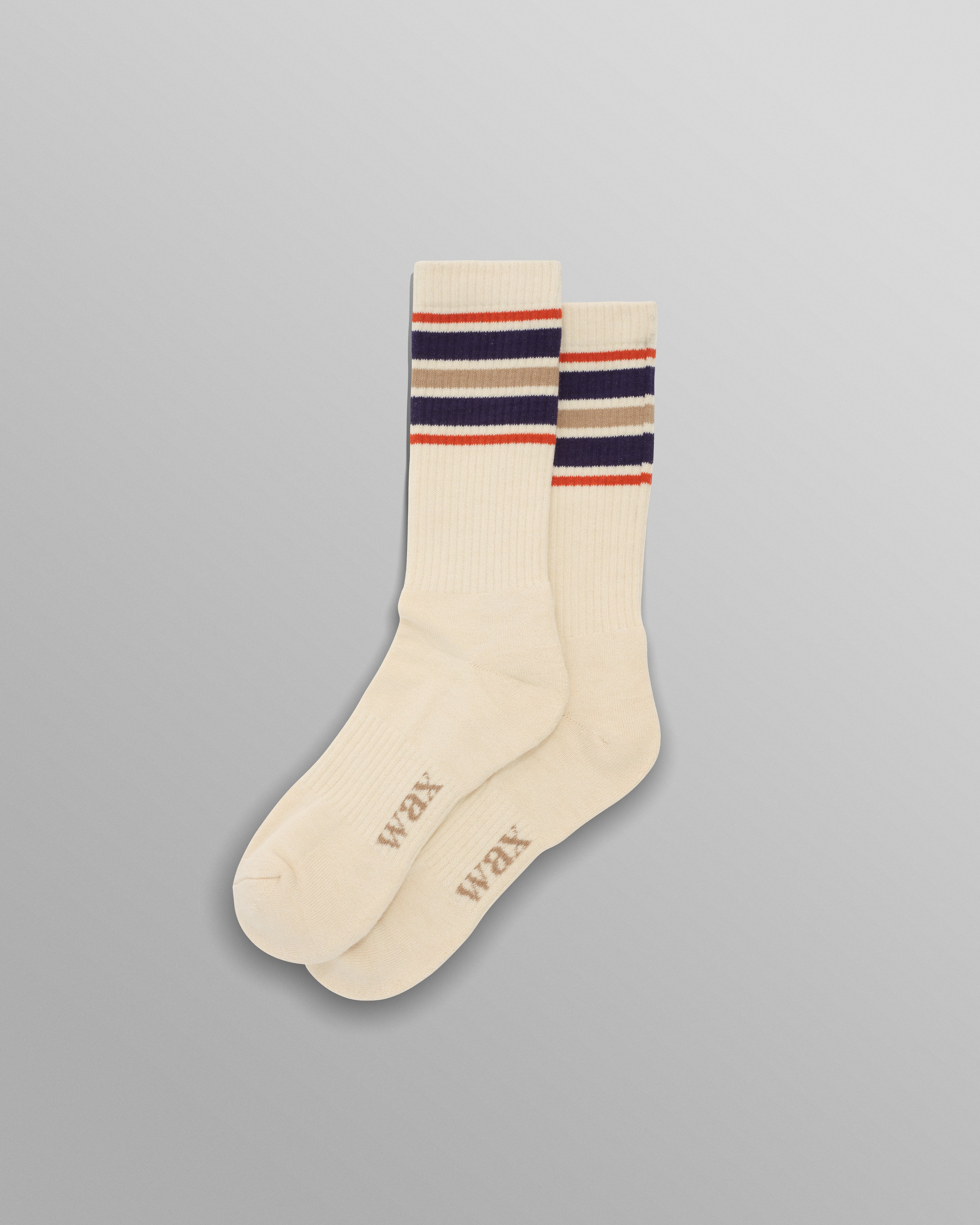 Thorpe - Ecru And Navy Branded Stripe Socks