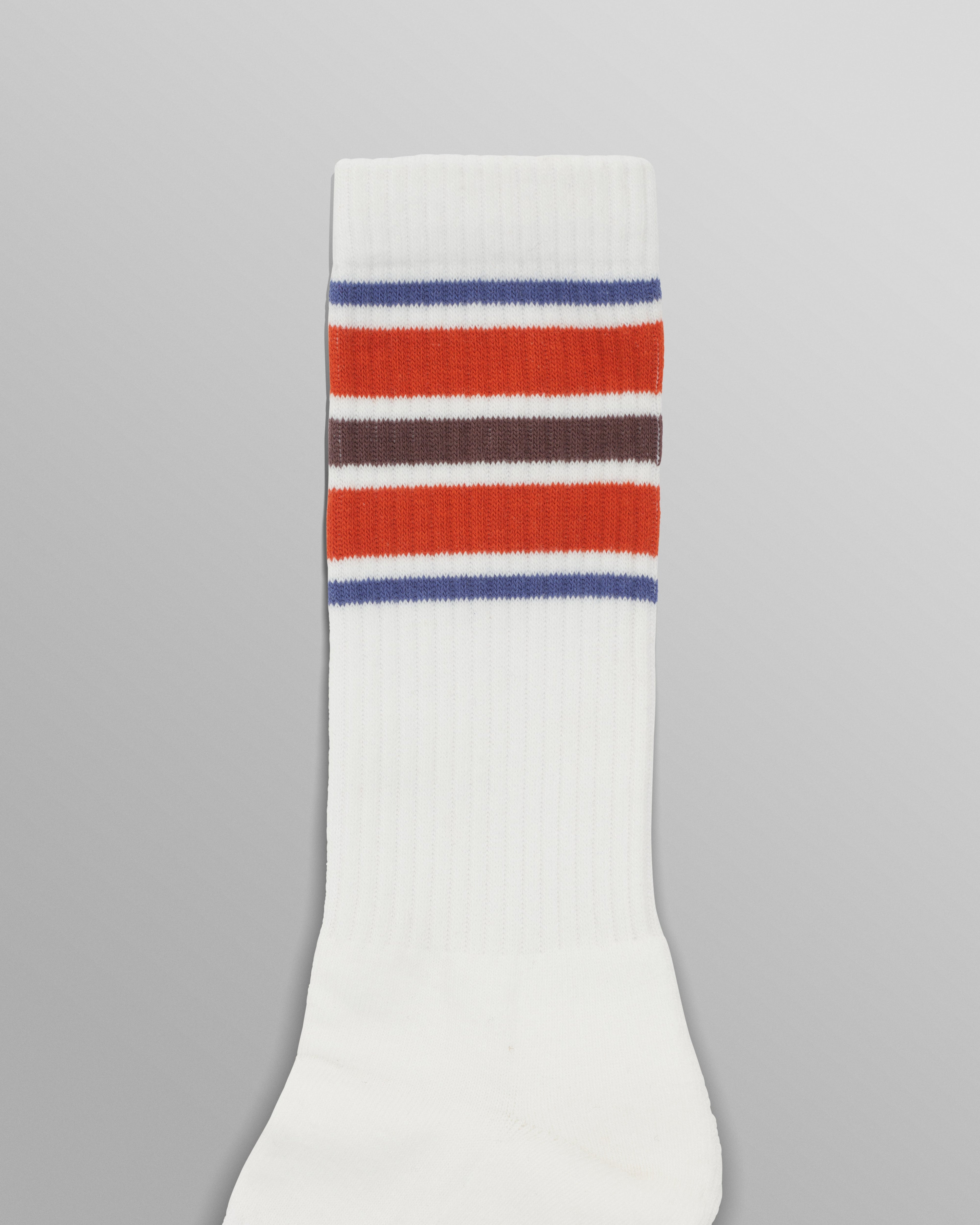 Thorpe - White And Orange Branded Stripe Socks