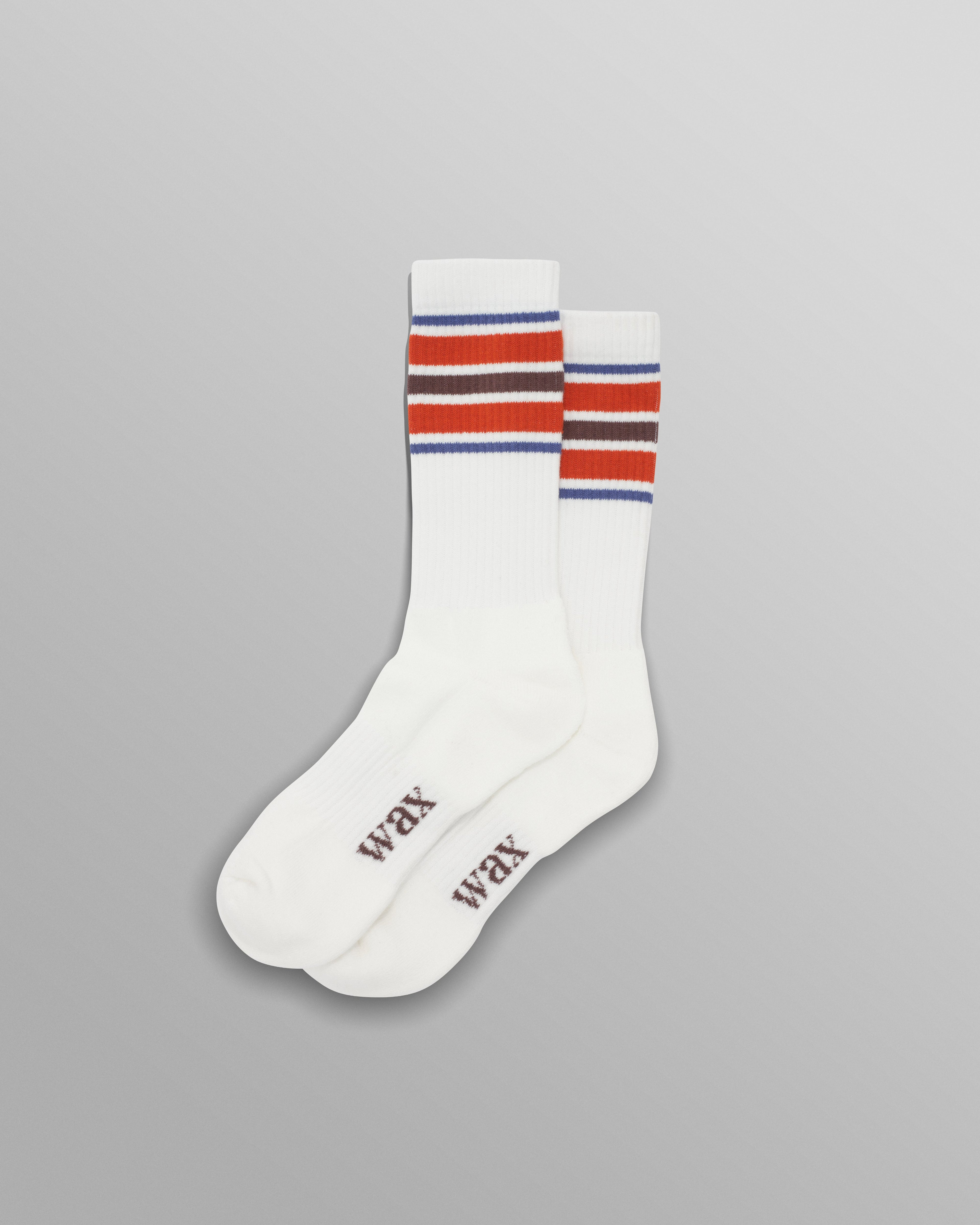 Thorpe - White And Orange Branded Stripe Socks