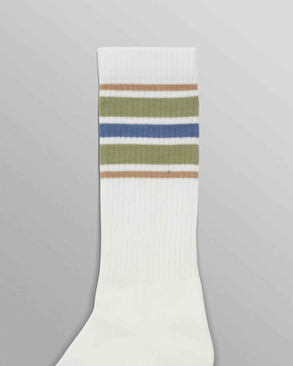 Thorpe - White And Sage Branded Stripe Socks