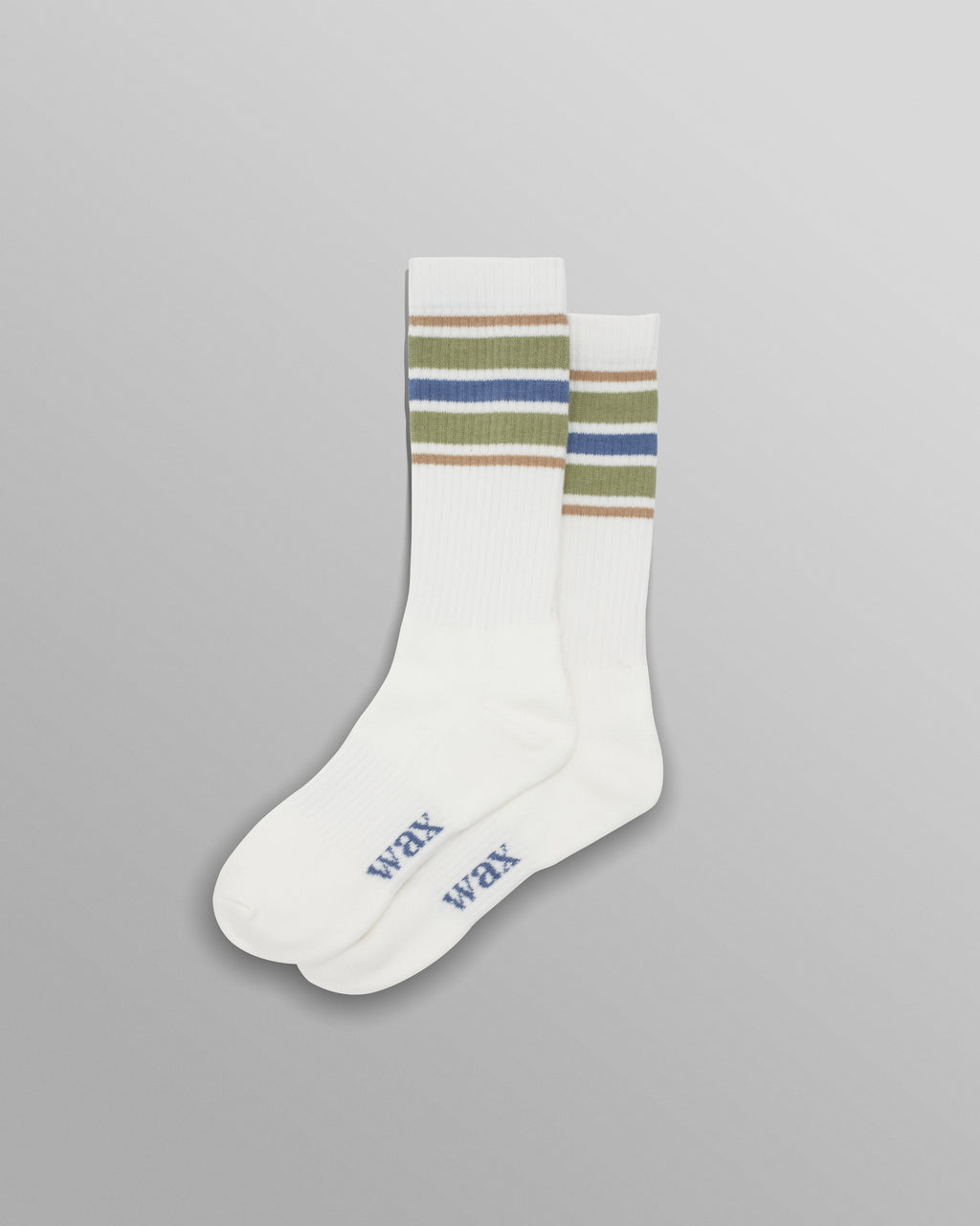 Thorpe - White And Sage Branded Stripe Socks