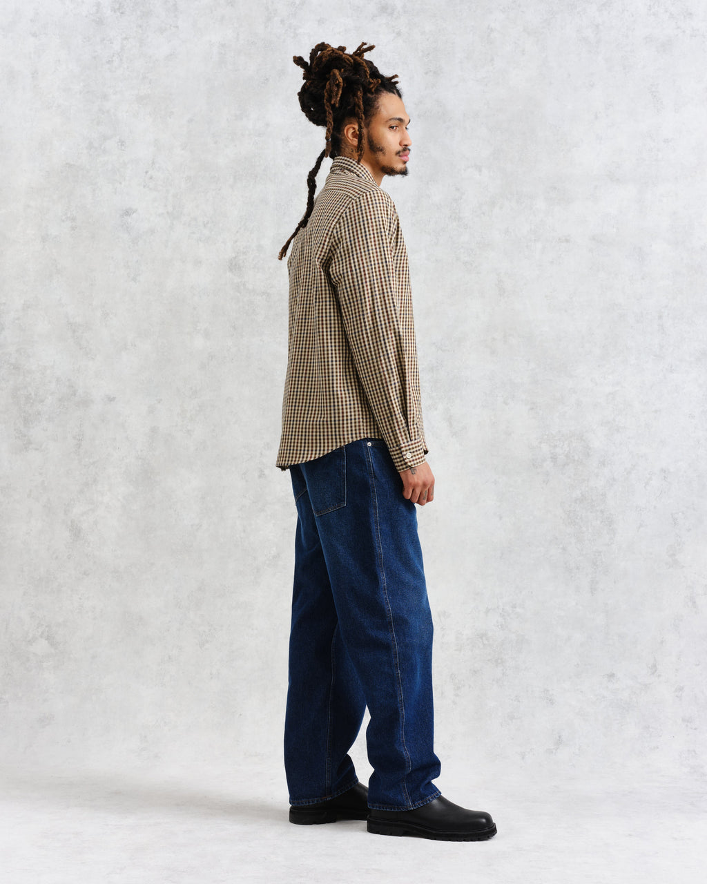 Trin - Beige Check Cotton Shirt
