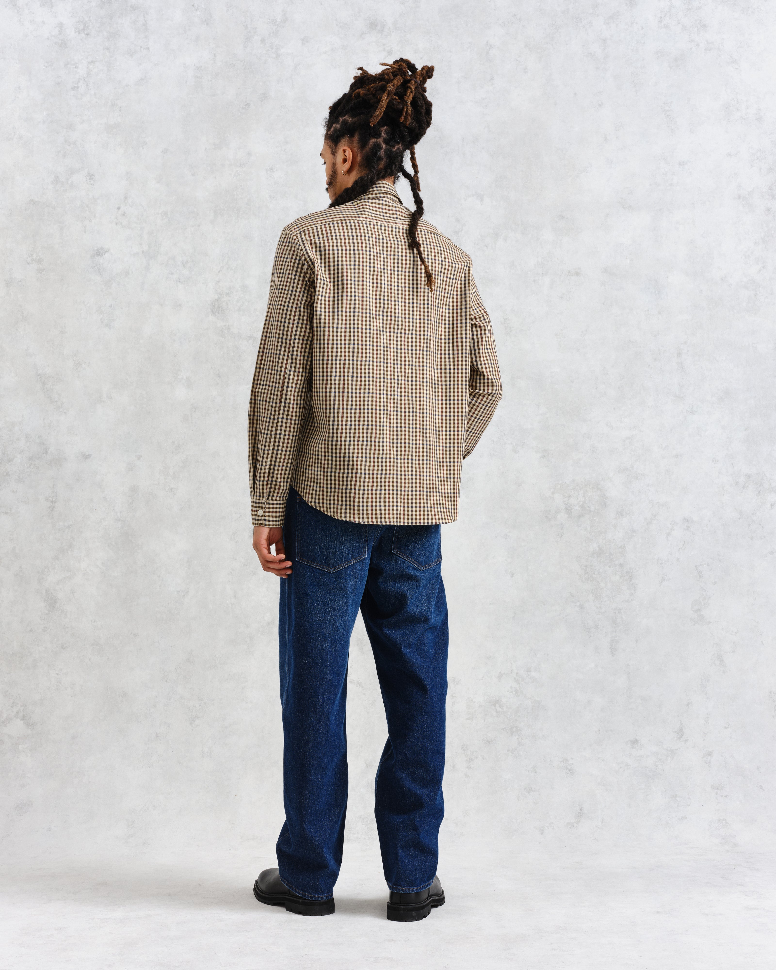 Trin - Beige Check Cotton Shirt