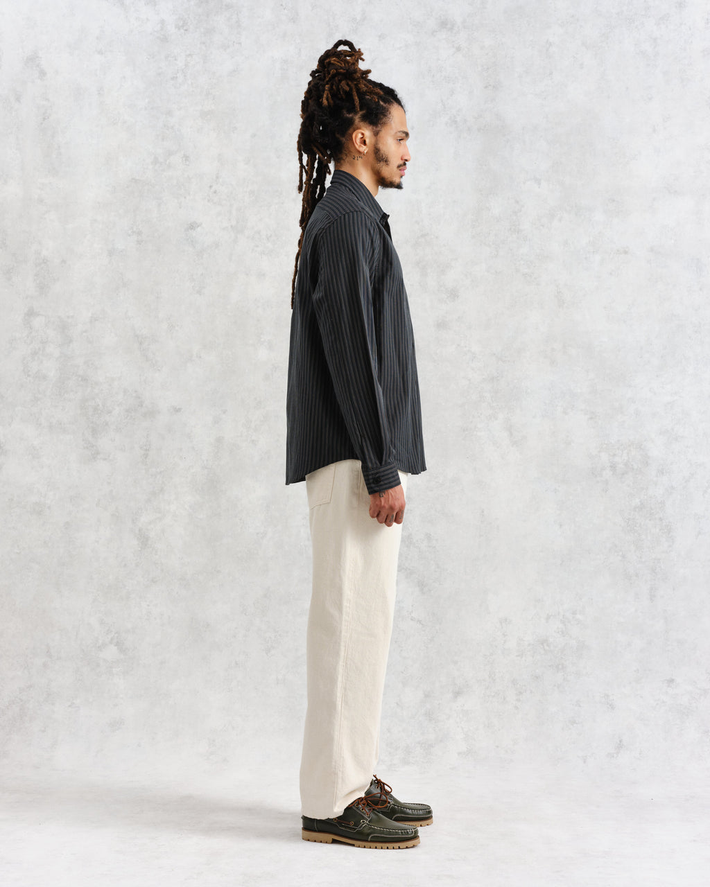 Trin - Green Striped Cotton Shirt