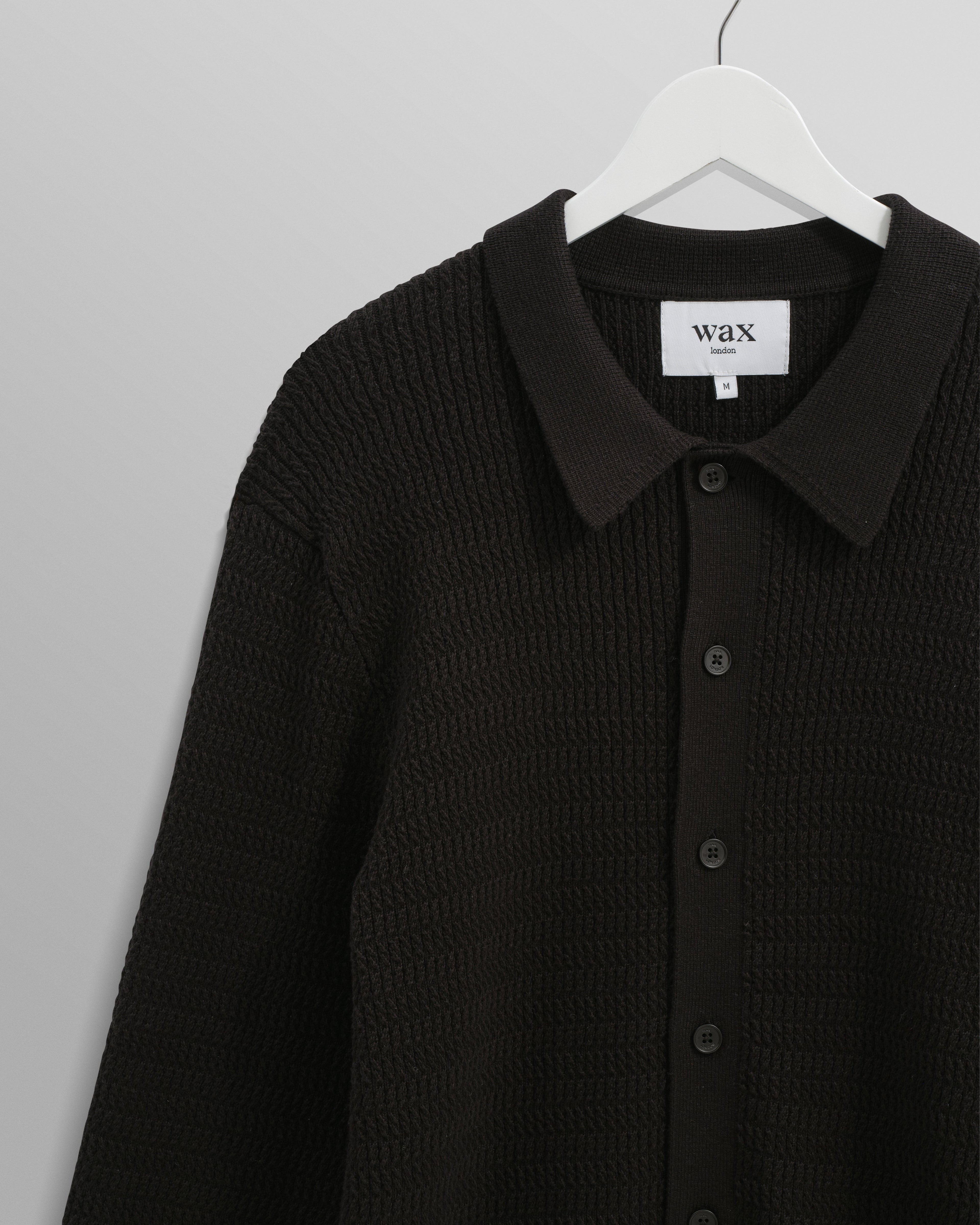 Tristan - Black Cable Stitch Knitted Shirt