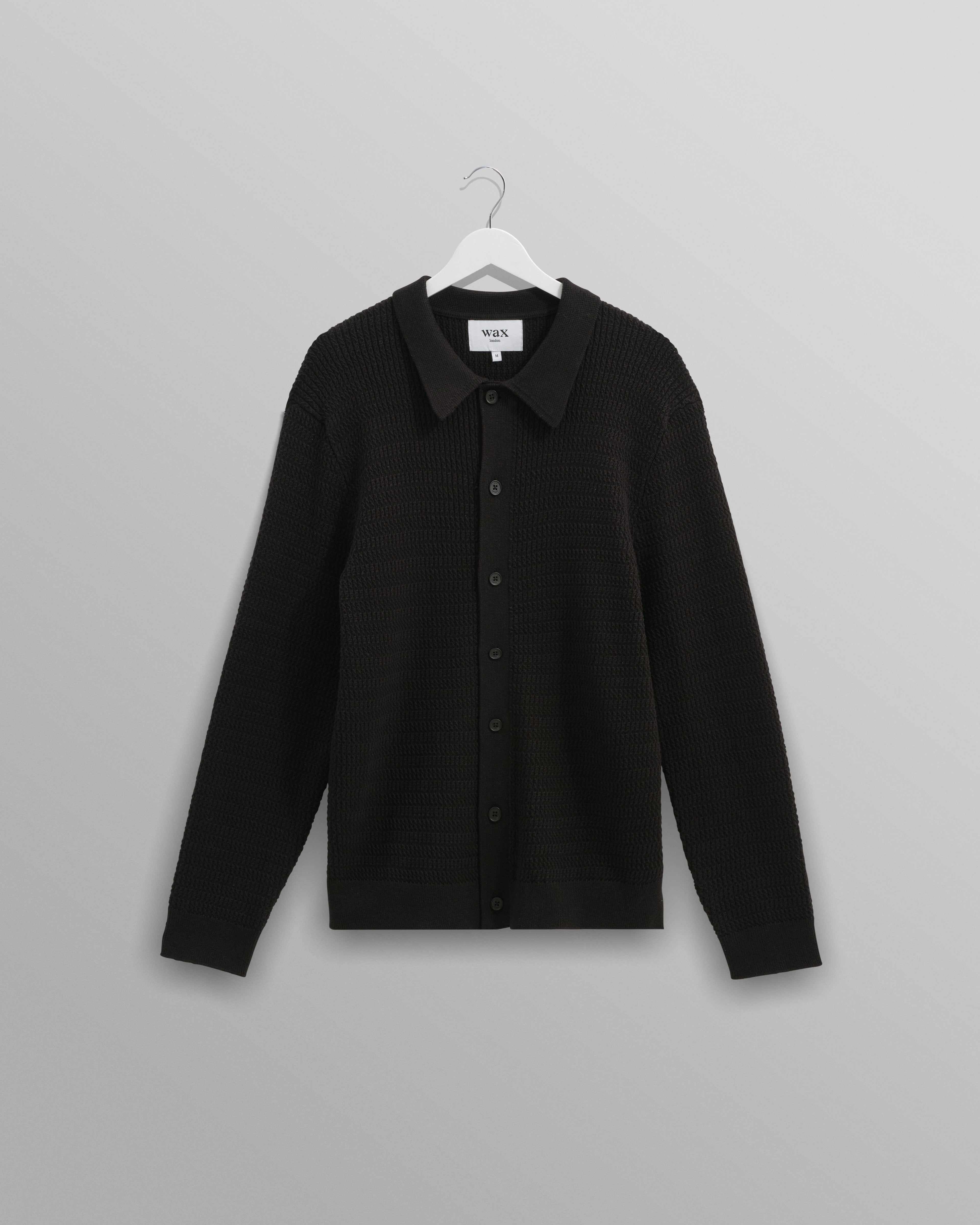 Tristan - Black Cable Stitch Knitted Shirt
