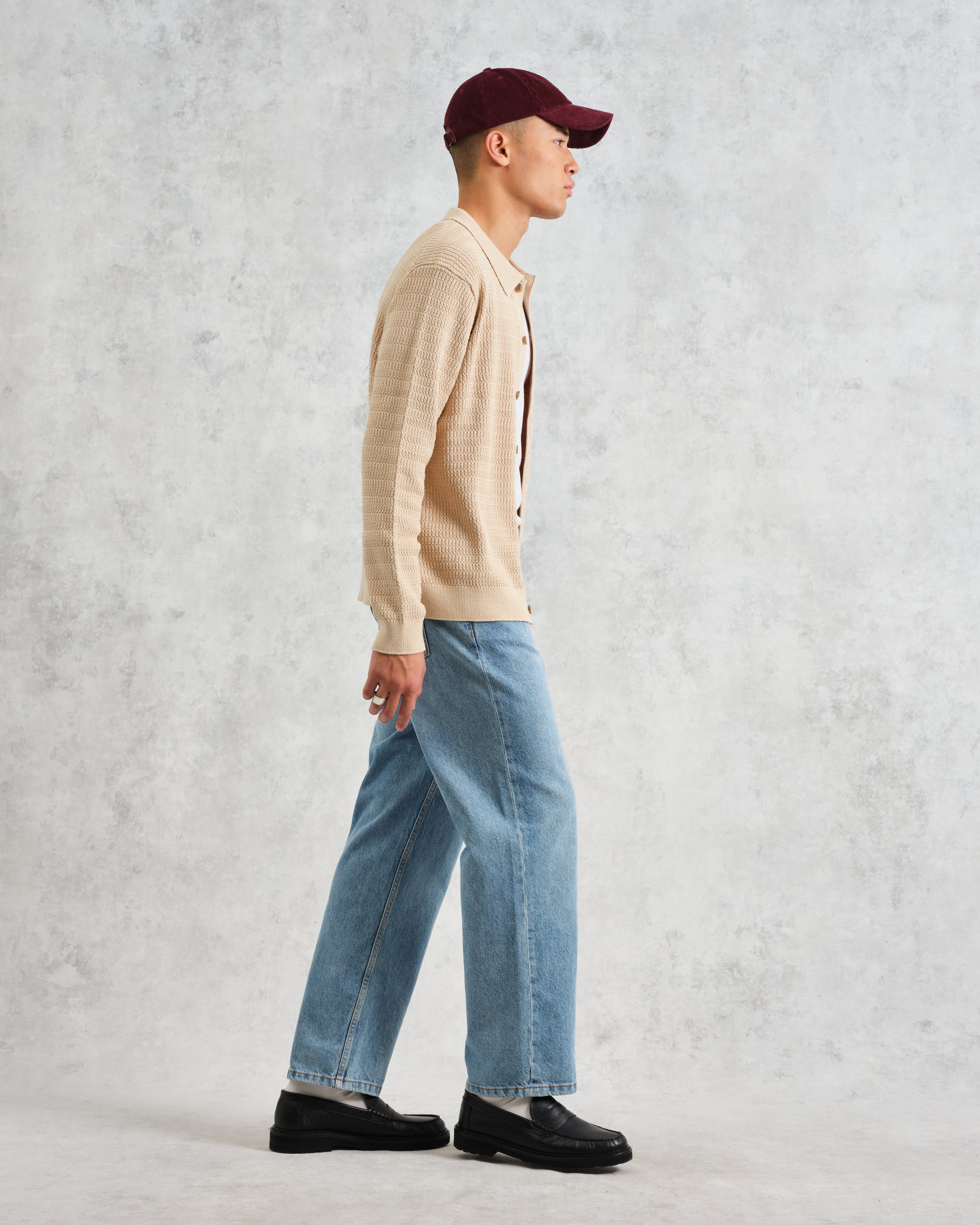 Tristan - Sand Cable Stitch Knitted Shirt
